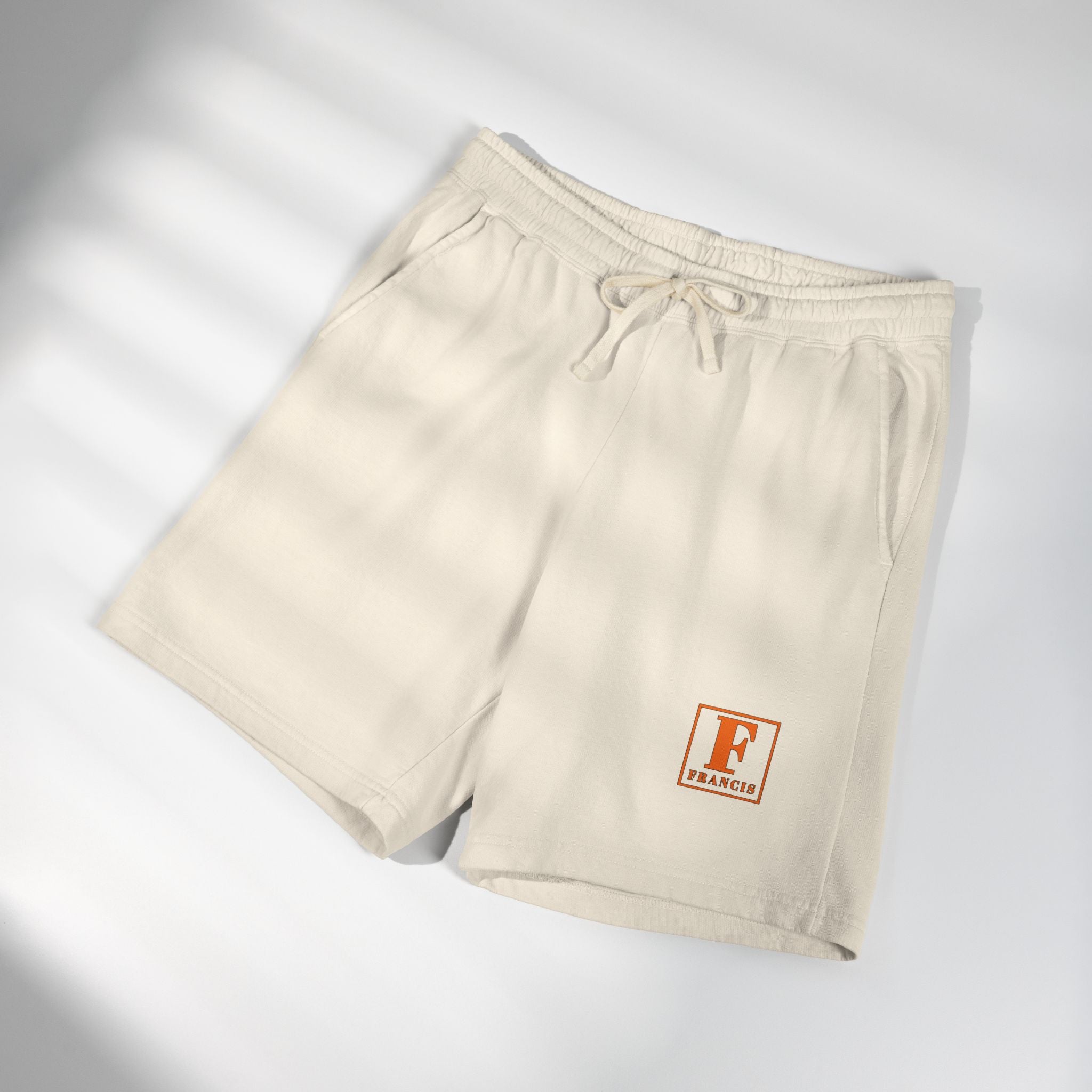 Fleece Sweat Shorts — Minimal 'F' Logo Garment-Dyed Lounge Shorts