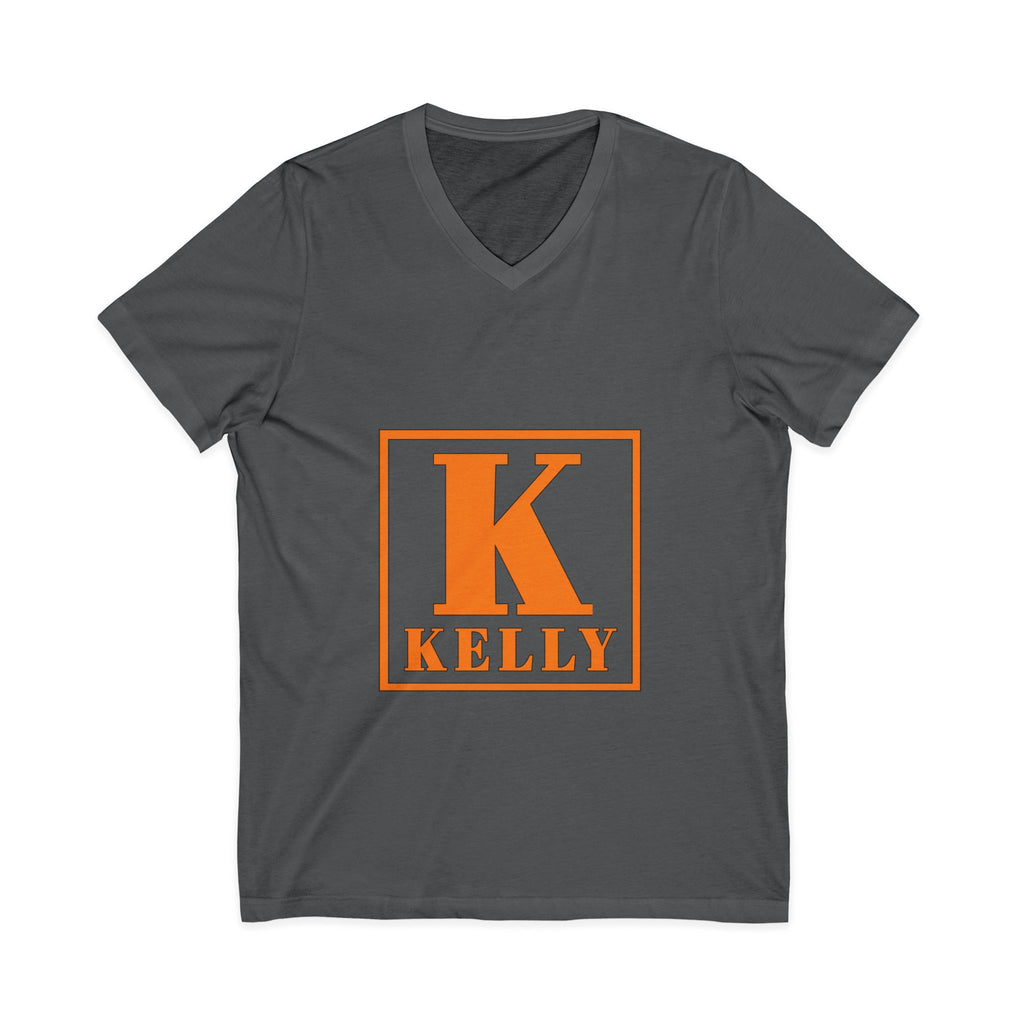 Kelly Monogram V-Neck Tee - Orange Initial K Personalized Shirt