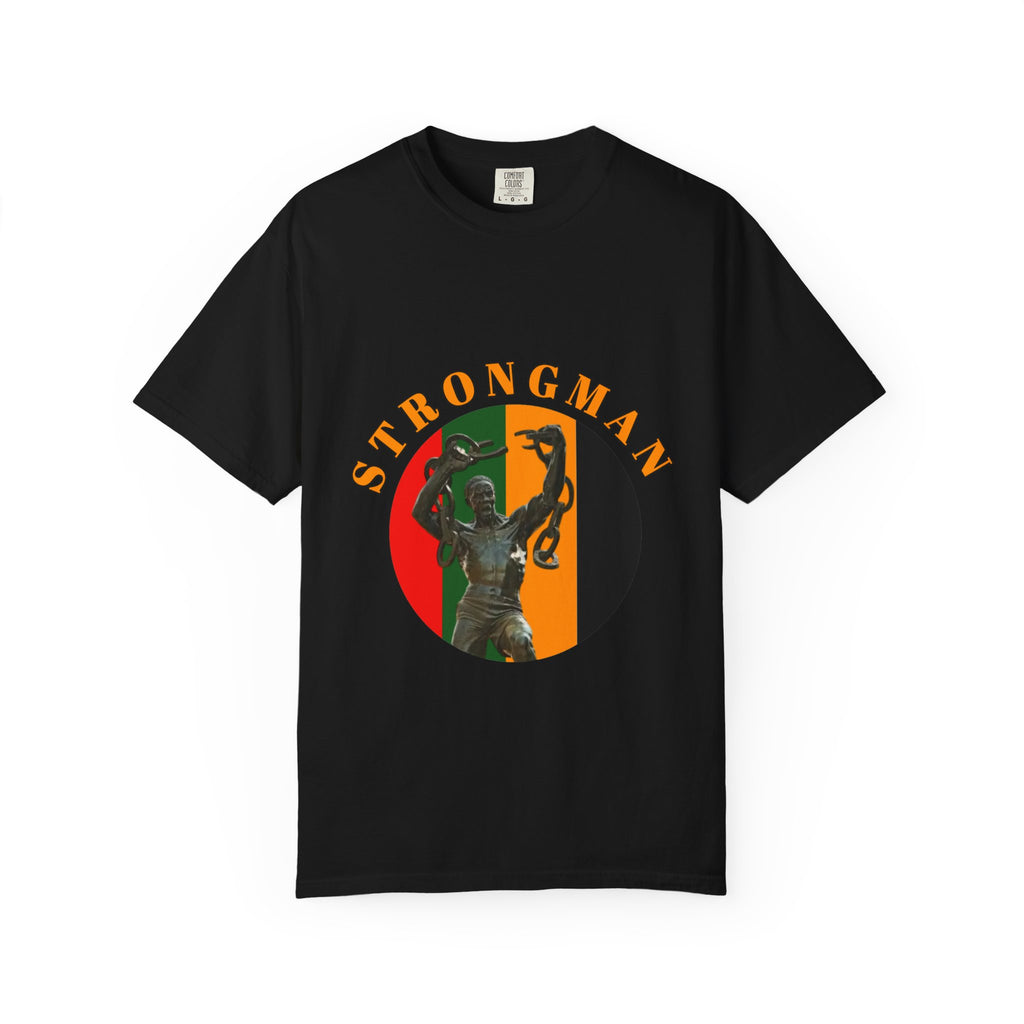 Strongman Statue Vintage-Style T-Shirt — Retro Weightlifting Graphic Tee