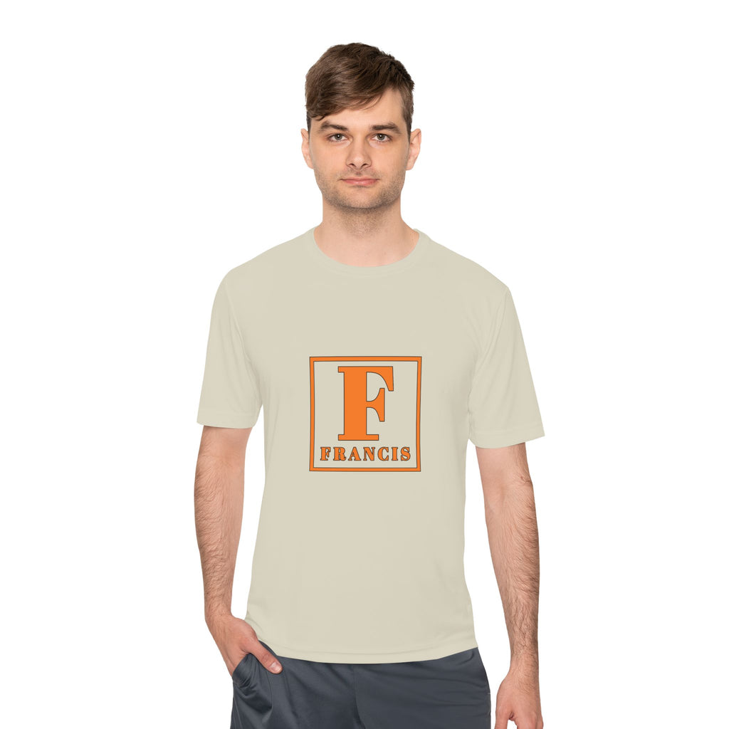 Francis Initial Tee — Orange Block Monogram Moisture-Wicking Shirt