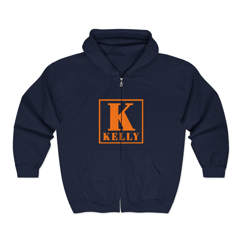 Kelly Initial K Monogram Zip Hoodie - Orange Lettering