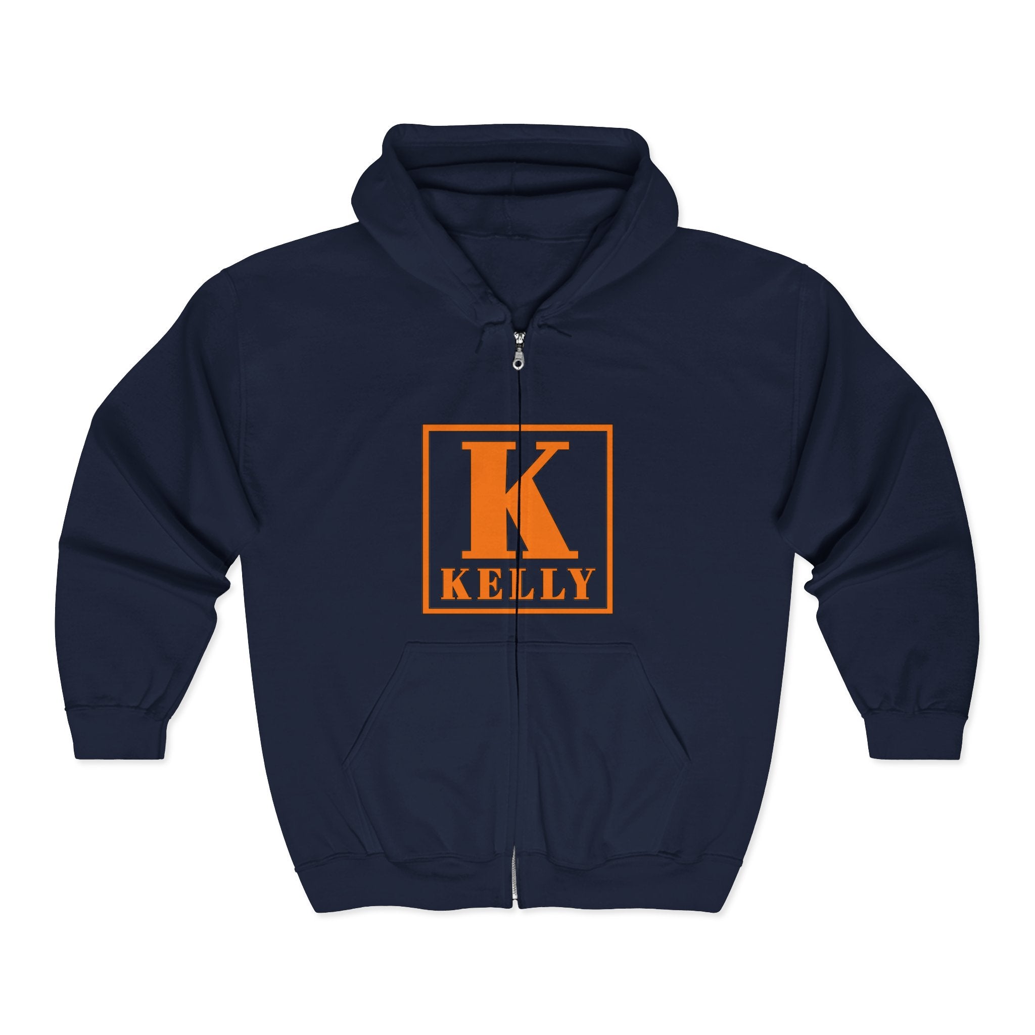 Kelly Initial K Monogram Zip Hoodie - Orange Lettering