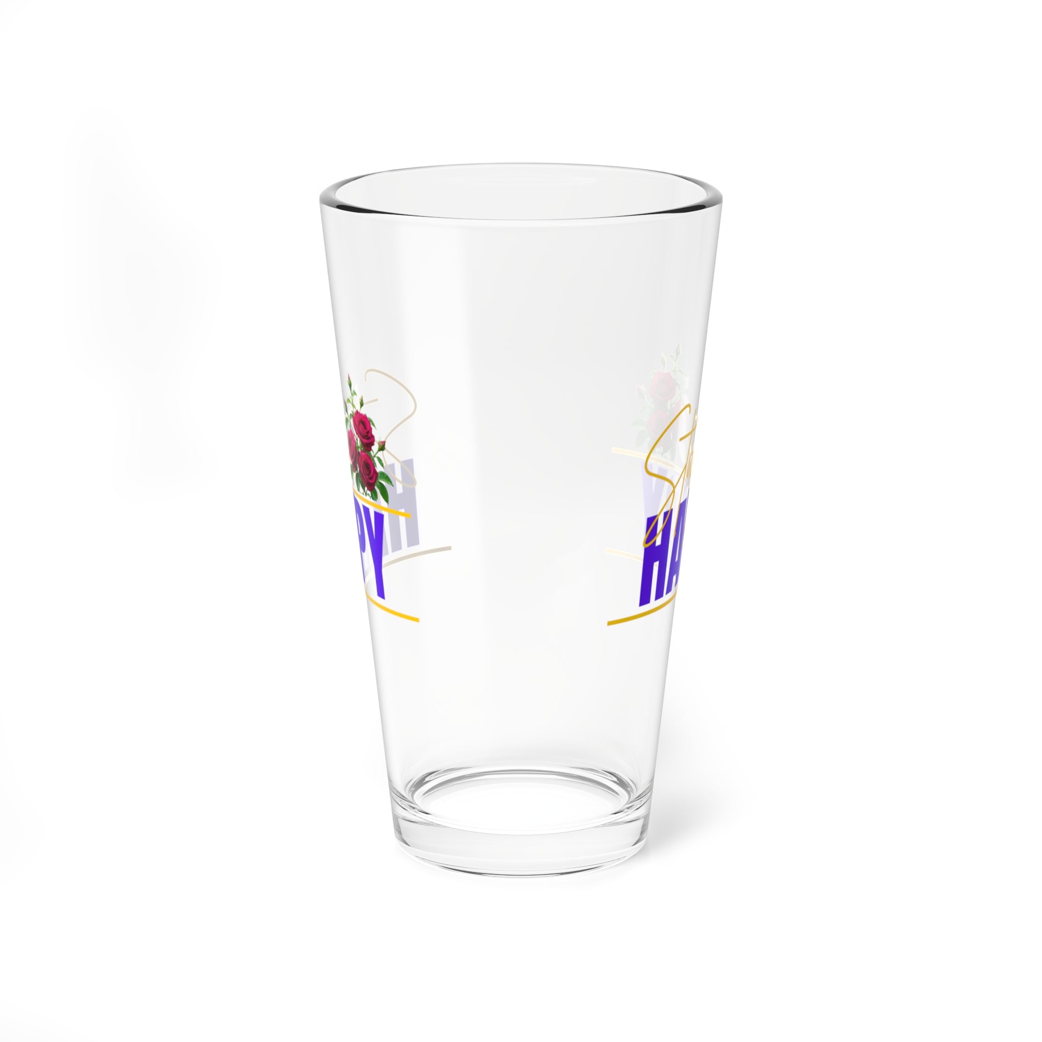 Mixing Glass — Floral "Be Happy" 16oz Cocktail Mixer