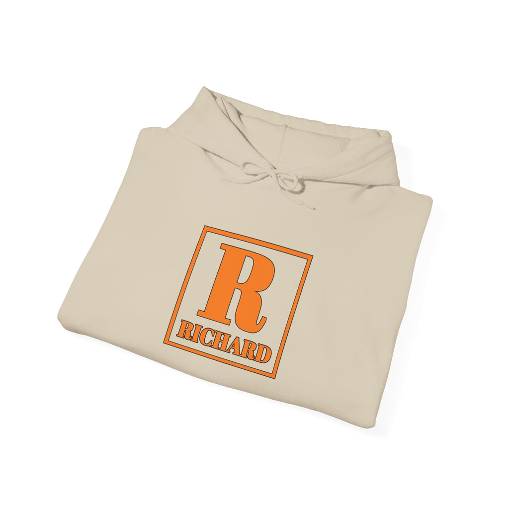 Personalized Initial R Hoodie – Retro Orange 'Richard' Name Sweatshirt