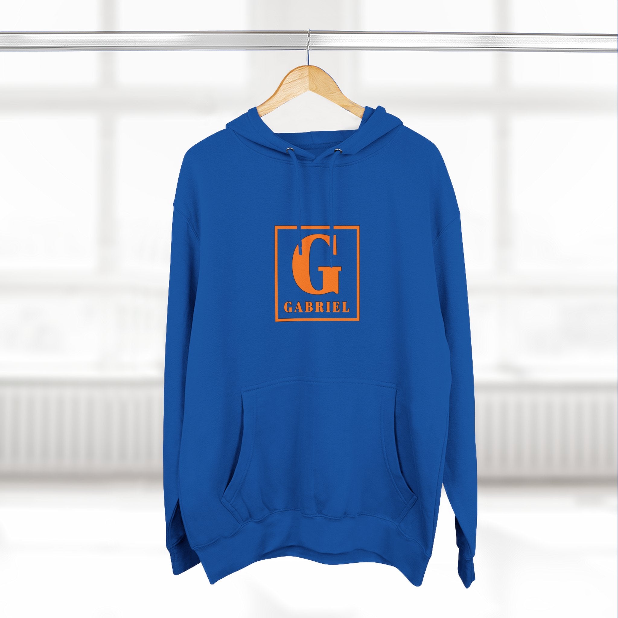 Gabriel Monogram Hoodie — Orange Square Initial G Fleece Hoodie