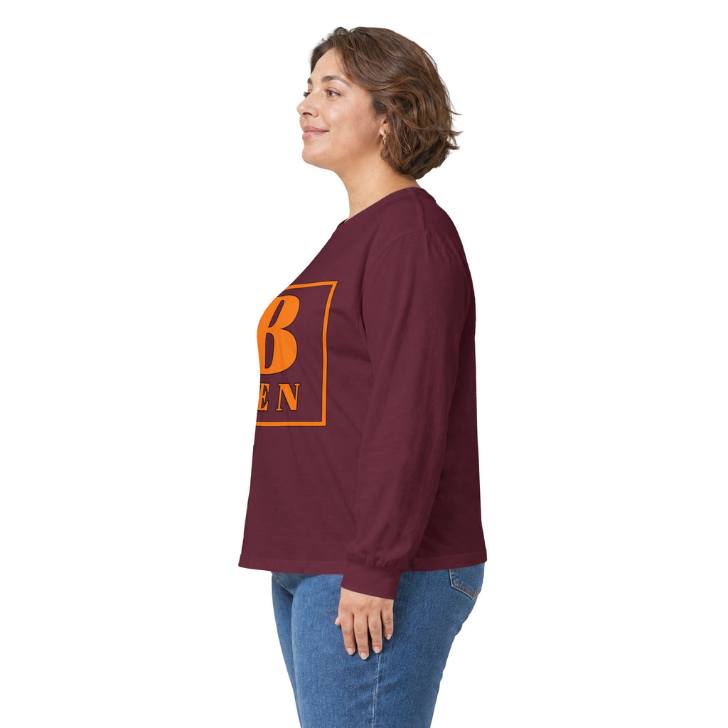Ben Monogram Long Sleeve Tee — Orange Block Initial B Shirt