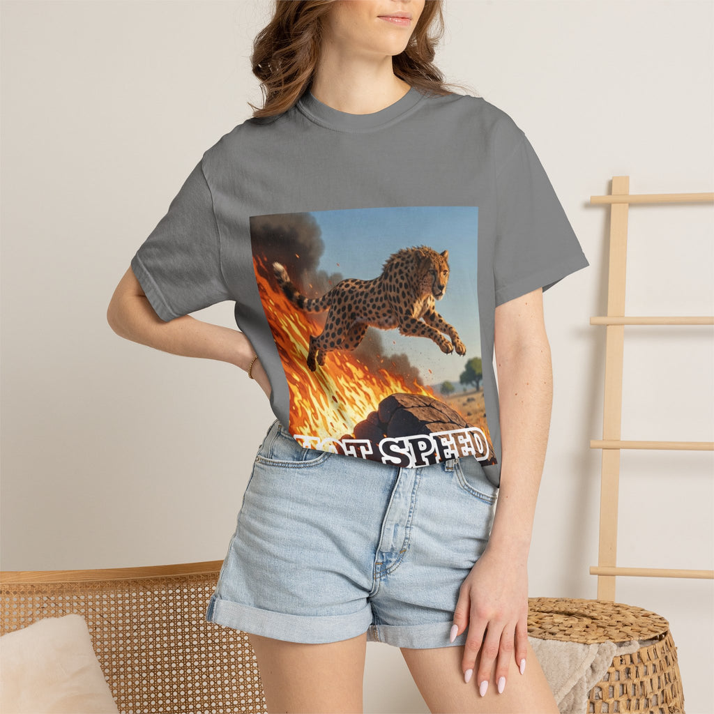 T-Shirt — 'Hot Speed' Cheetah Graphic Tee (Retro Action Animal Design)