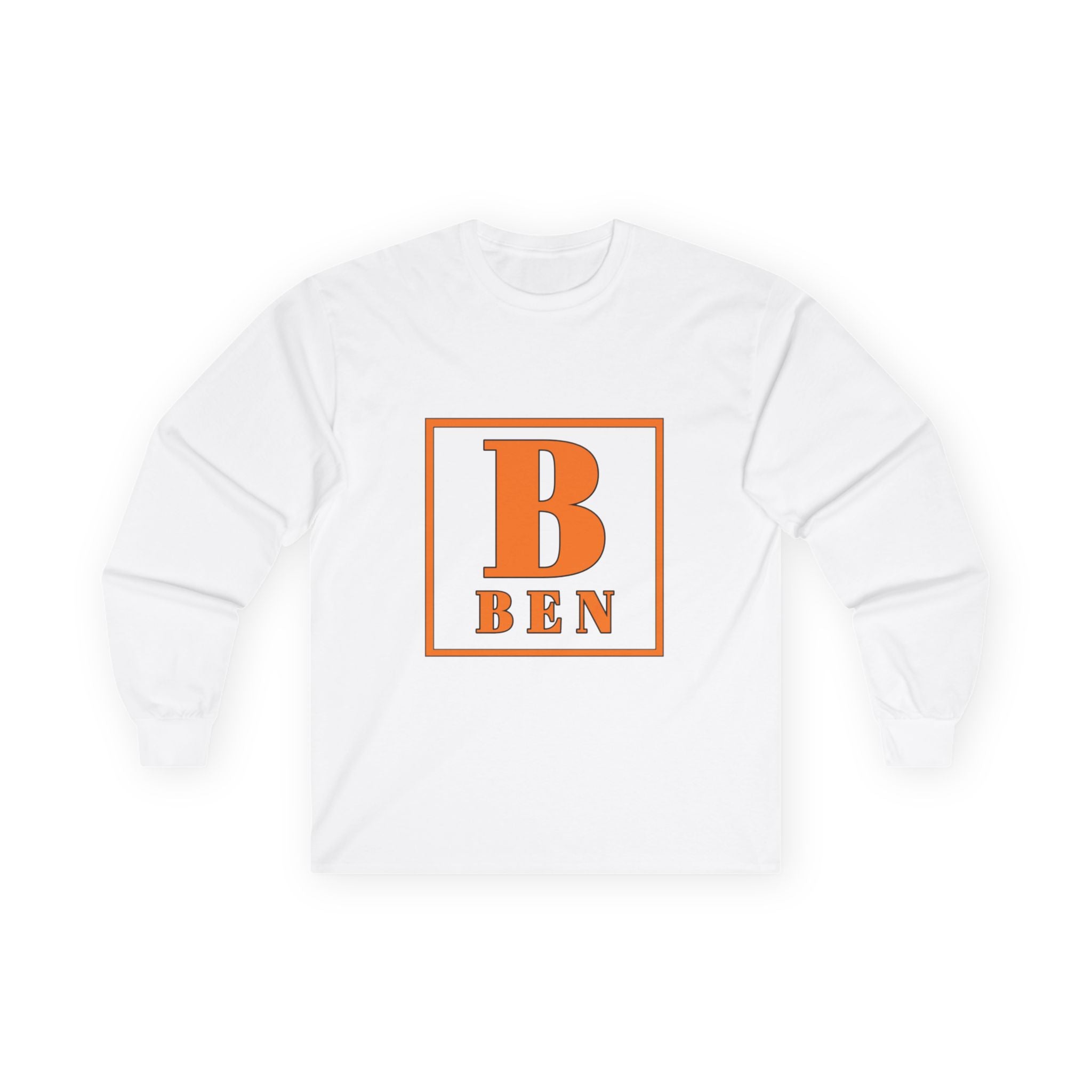 Ben Monogram Long Sleeve Tee — Orange Block Initial B Shirt