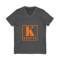 Kelvin Monogram V‑Neck Tee - Orange Initial K Shirt