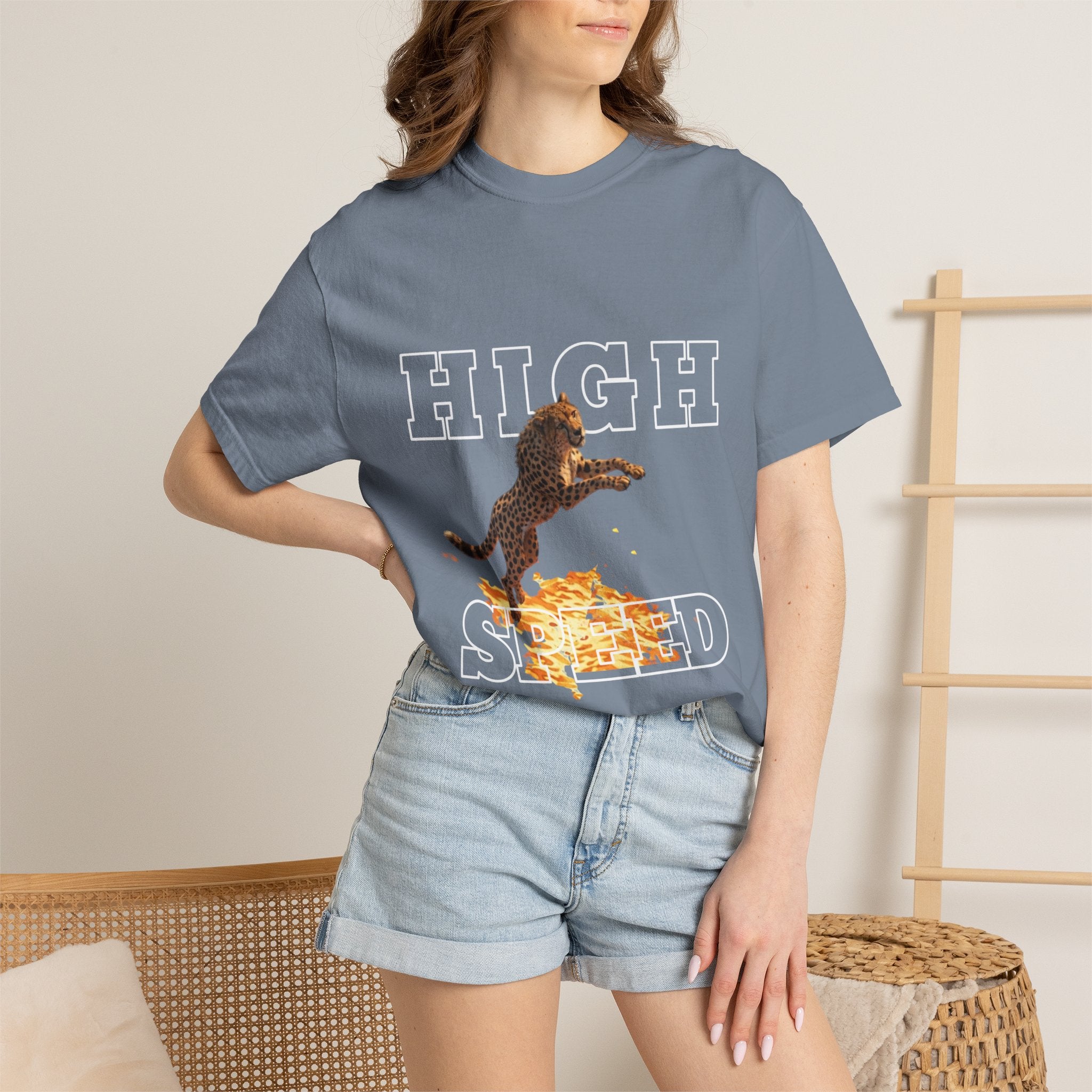 Cheetah Jumping on Fire T-Shirt — Funny Pizza Lover Graphic Tee