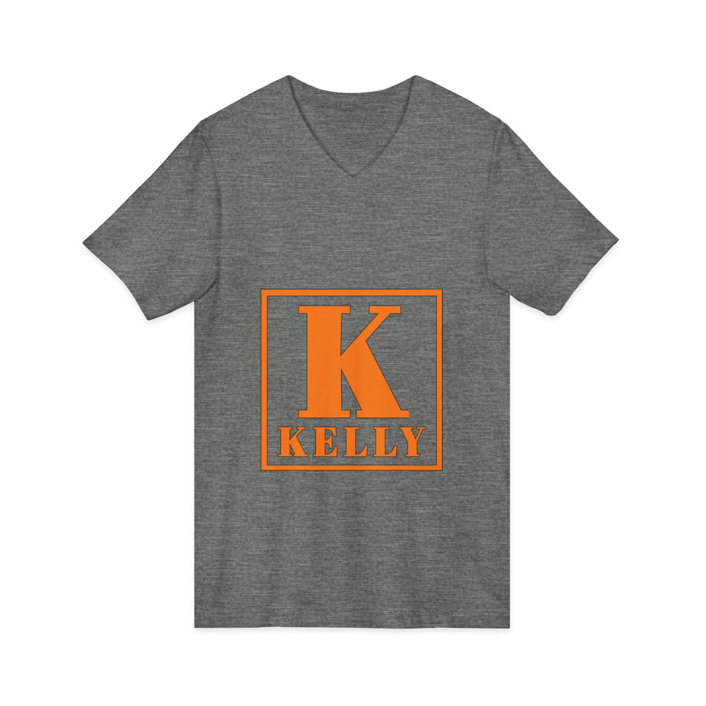 Kelly Monogram V-Neck Tee - Orange Initial K Personalized Shirt