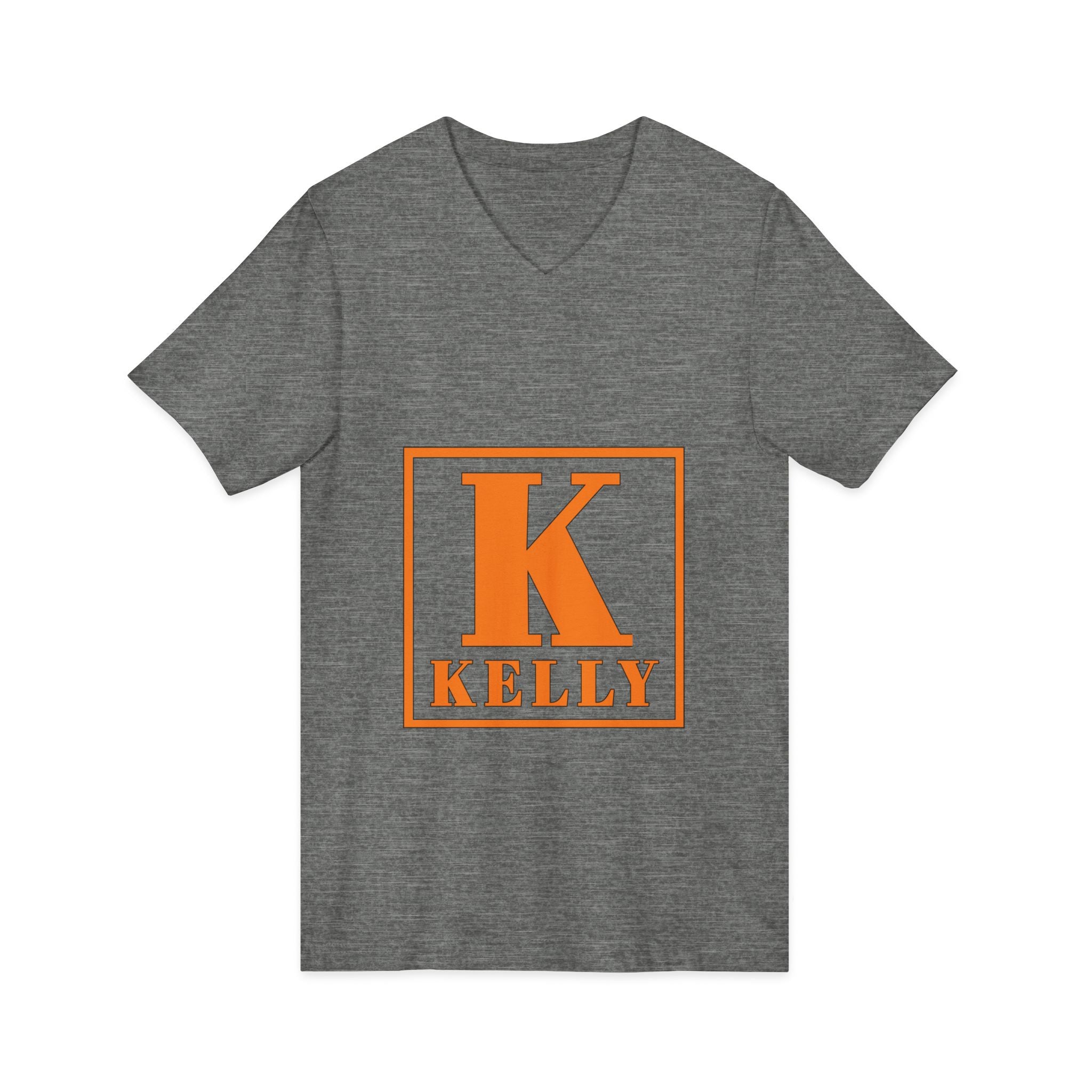 Kelly Monogram V-Neck Tee - Orange Initial K Personalized Shirt