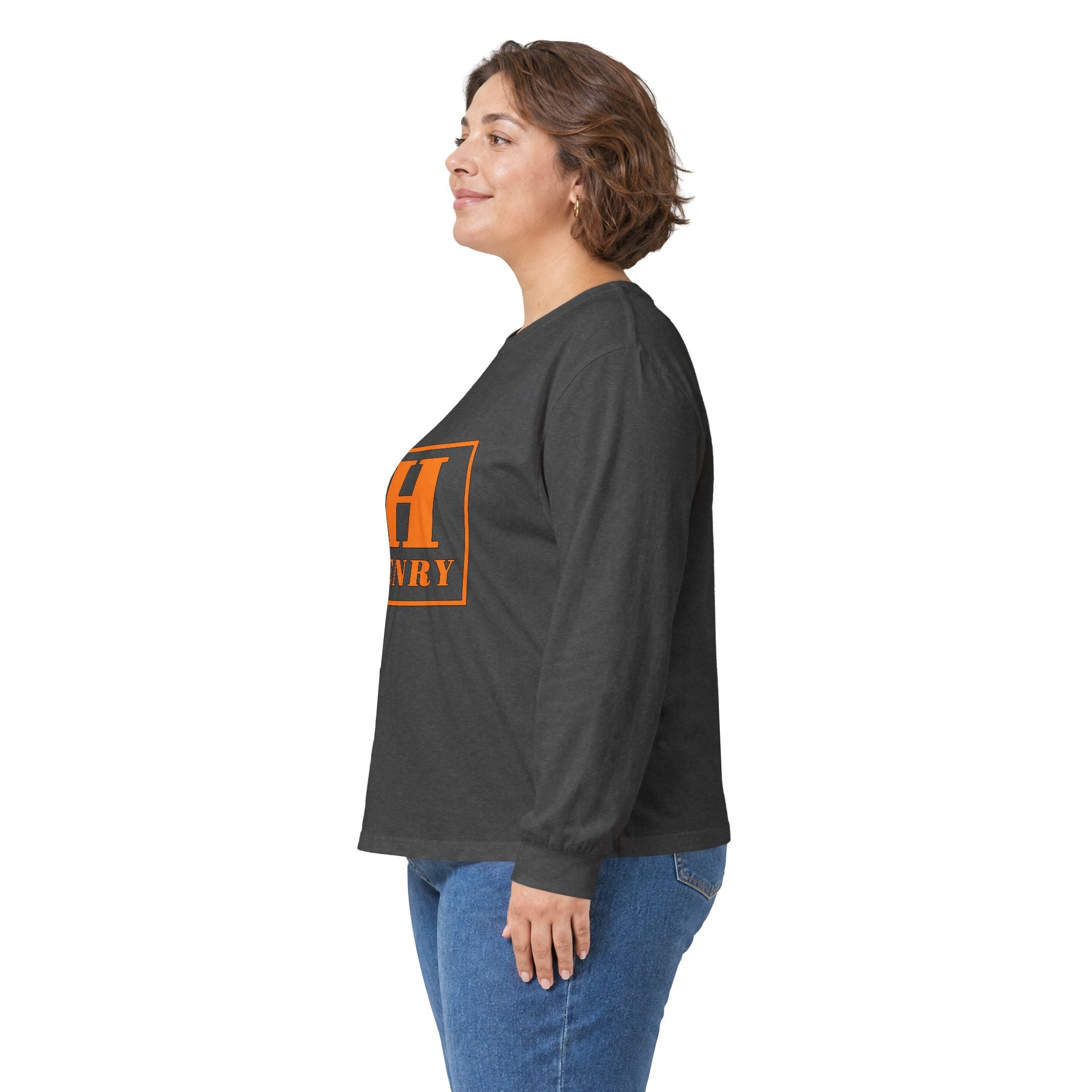 Personalized 'Henry' Initial Long Sleeve Tee — Orange Monogram Shirt