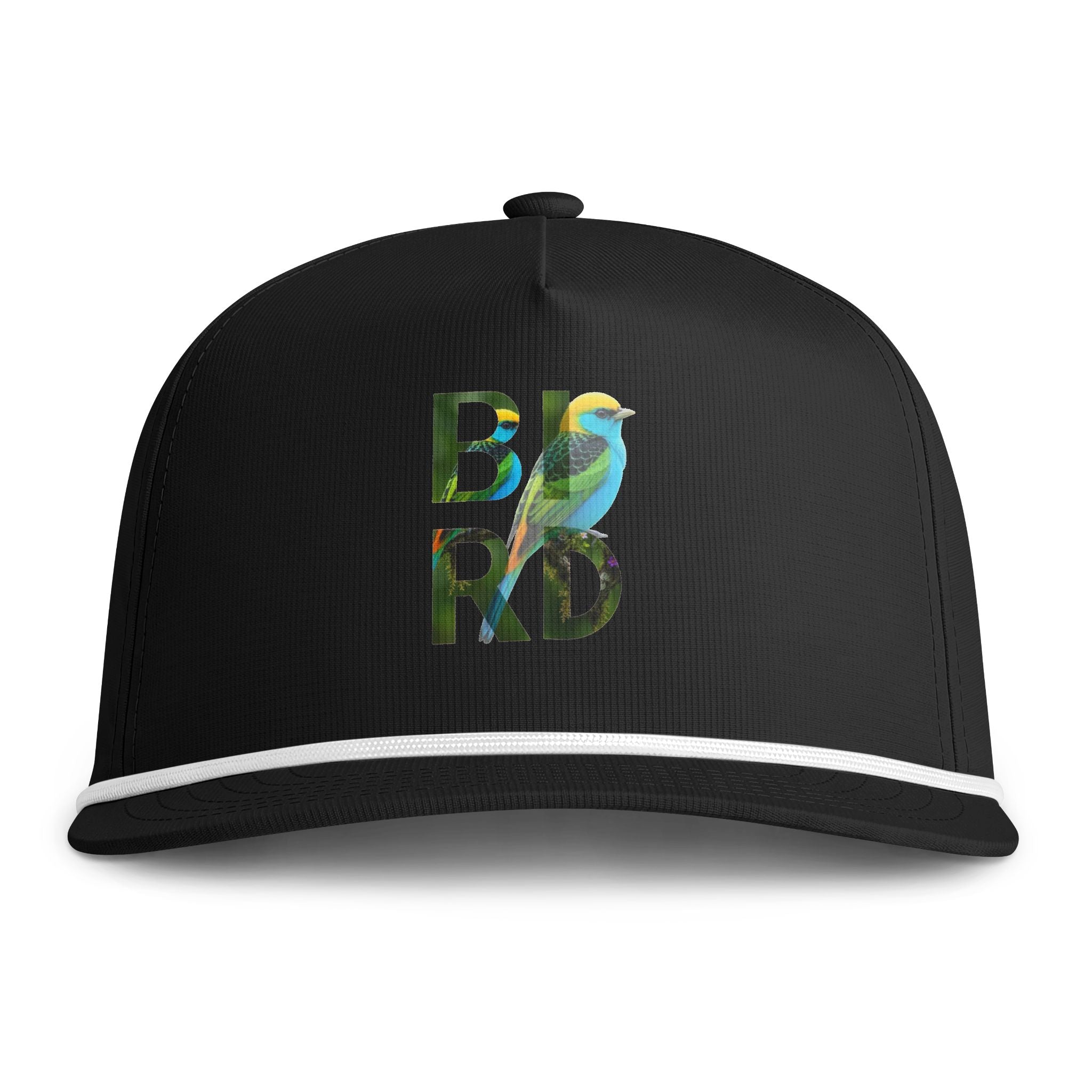 Sunwashed Rope Cap — 'BIRD' Tropical Embroidered Hat