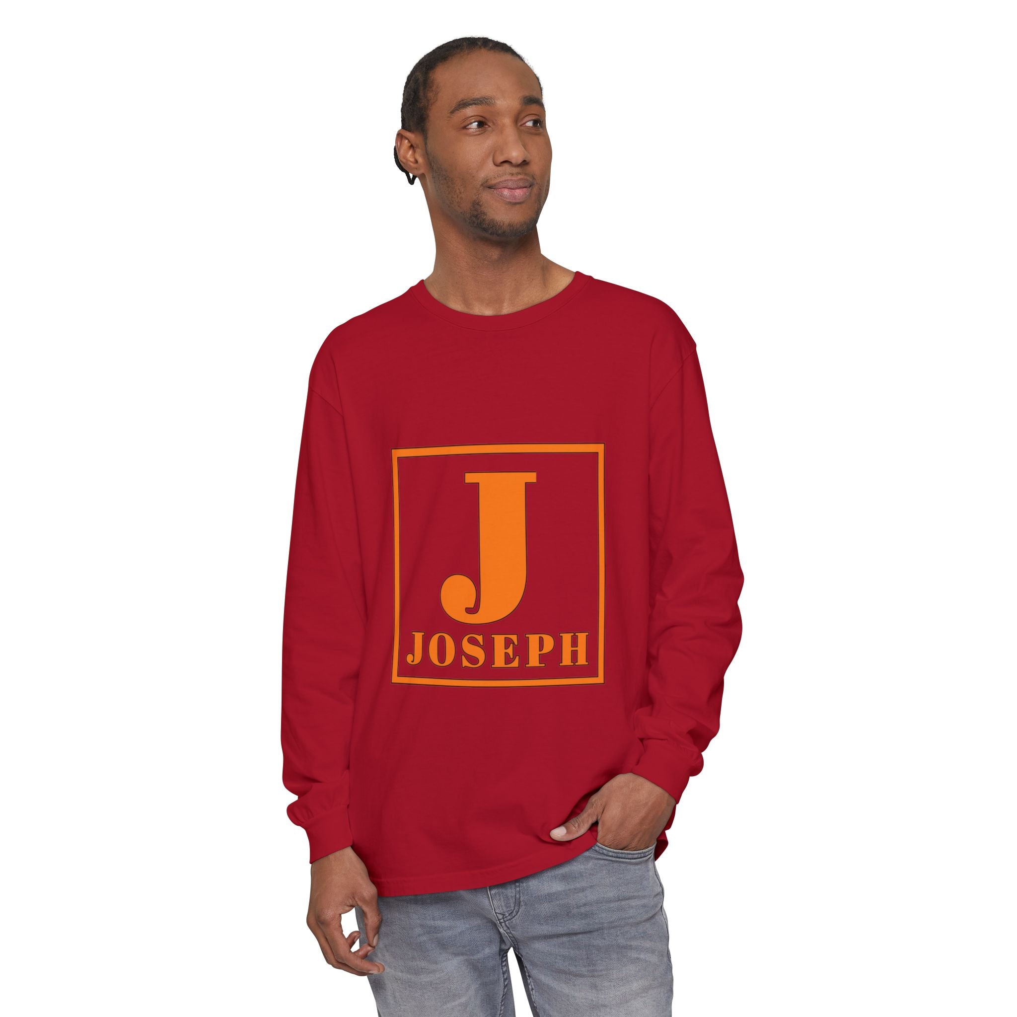 Personalized 'J' Name Long Sleeve Tee — Joseph Initial Graphic