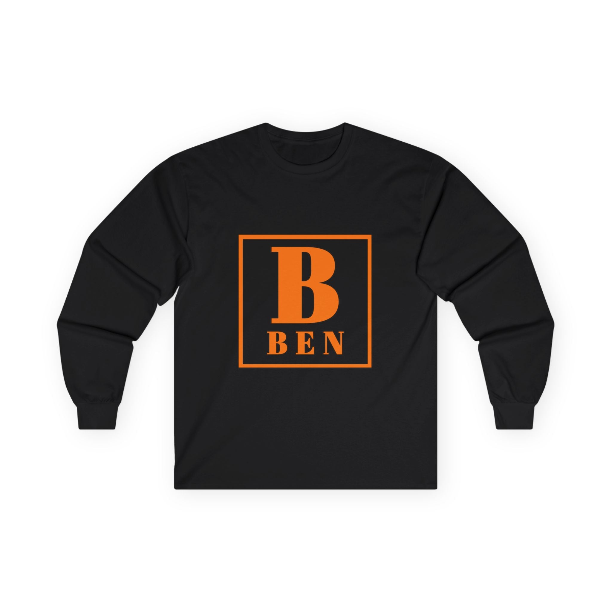 Ben Monogram Long Sleeve Tee — Orange Block Initial B Shirt