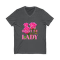 Pretty Lady V-Neck Tee — Pink Rose Floral Graphic Shirt