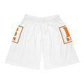 Basketball Shorts — White All-Over Print with Orange "B/Been" Side Logo