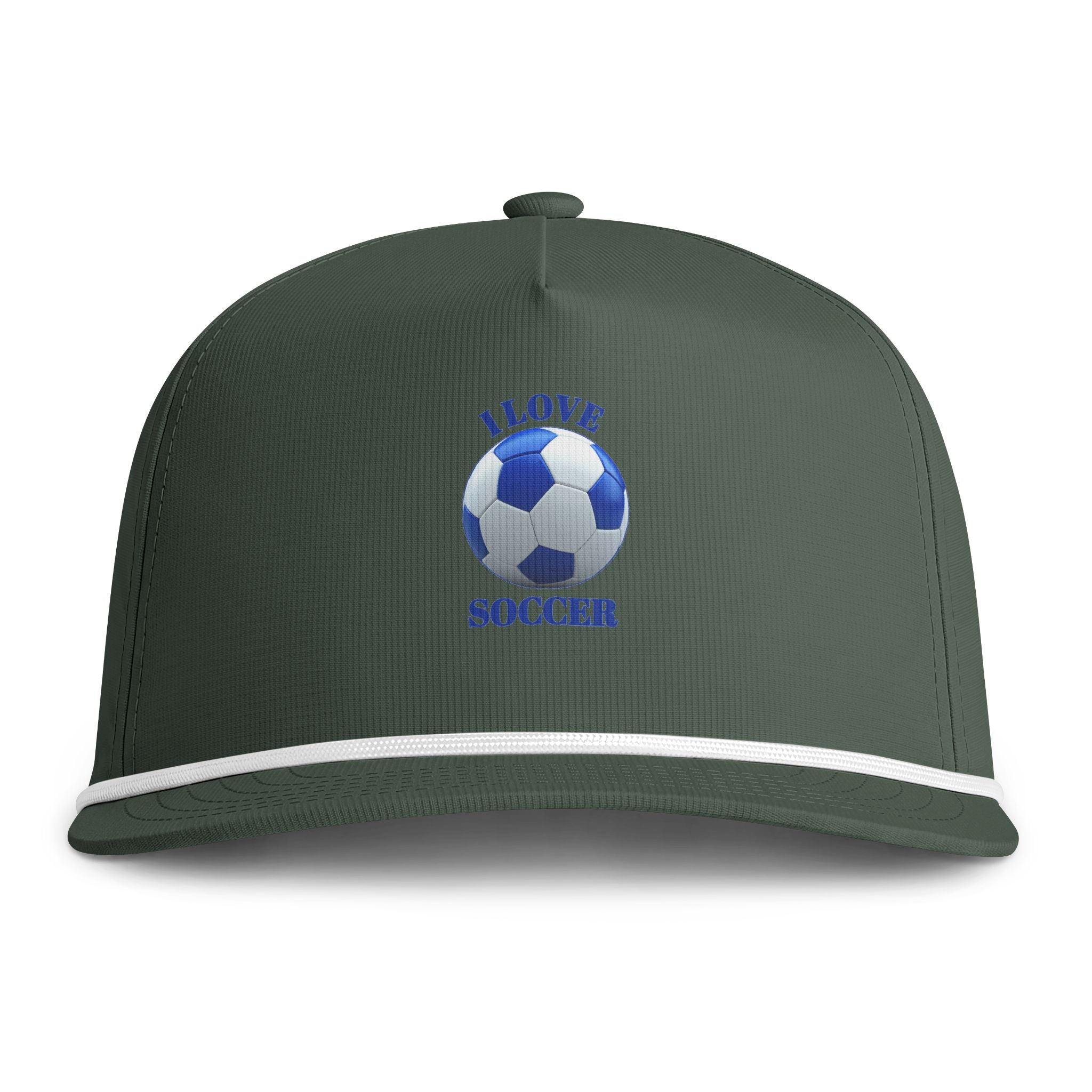 Soccer Cap — "I Love Soccer" Rope-Trim Sunwashed Hat