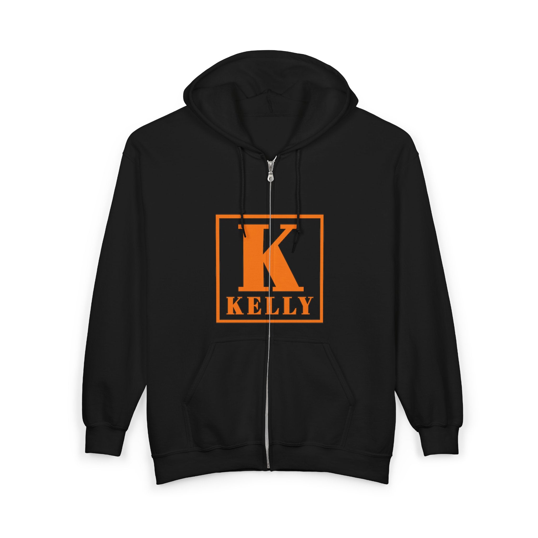 Kelly Initial K Monogram Zip Hoodie - Orange Lettering
