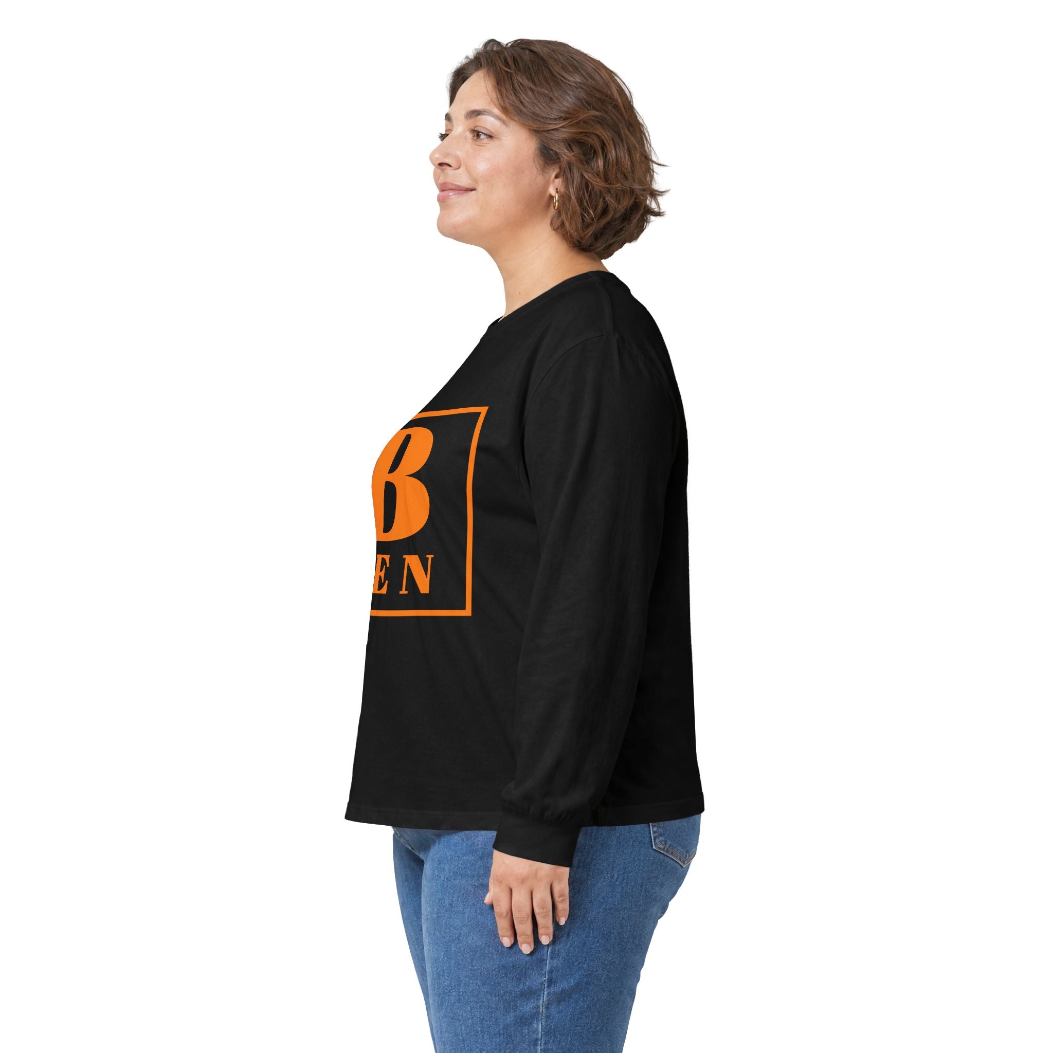 Ben Monogram Long Sleeve Tee — Orange Block Initial B Shirt