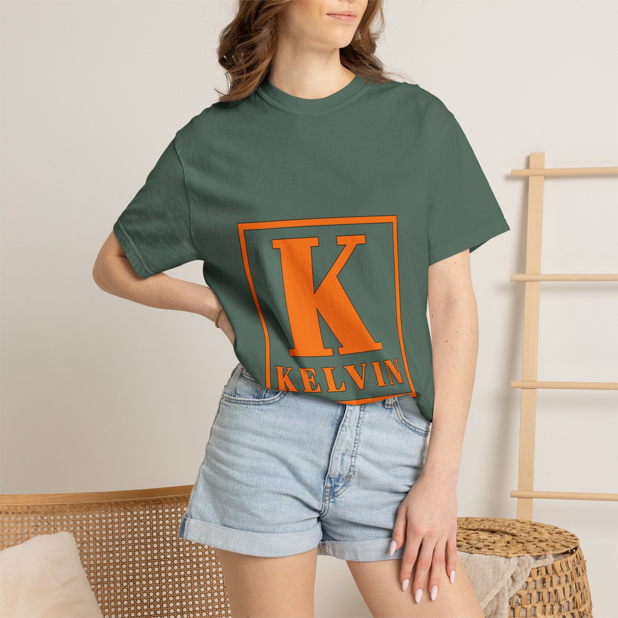 Kelvin Monogram T-Shirt — Bold Orange Initial Tee