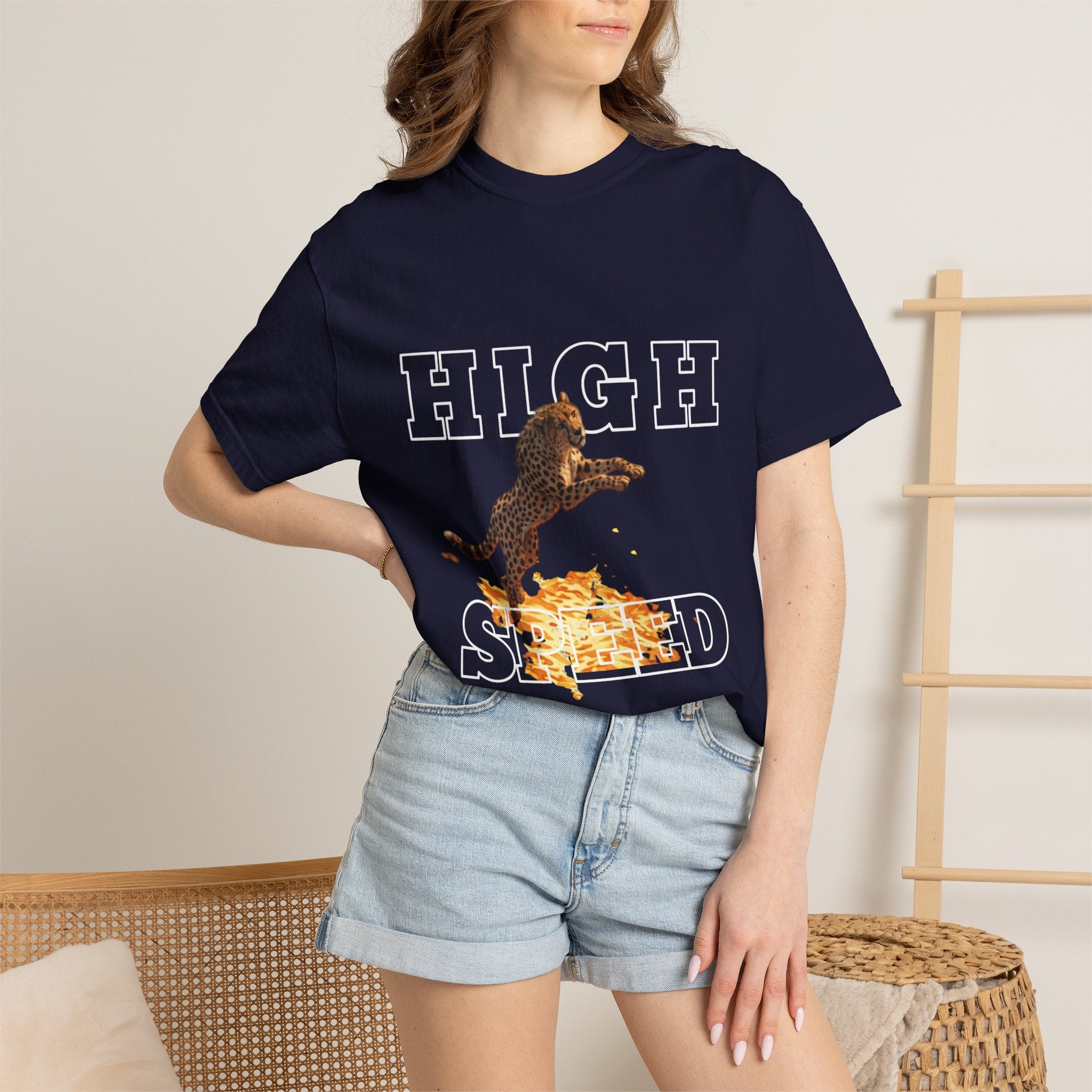 Cheetah Jumping on Fire T-Shirt — Funny Pizza Lover Graphic Tee