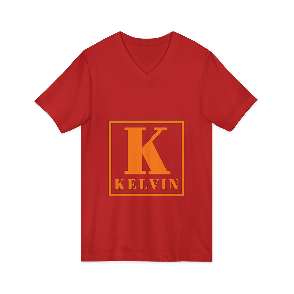 Kelvin Monogram V‑Neck Tee - Orange Initial K Shirt