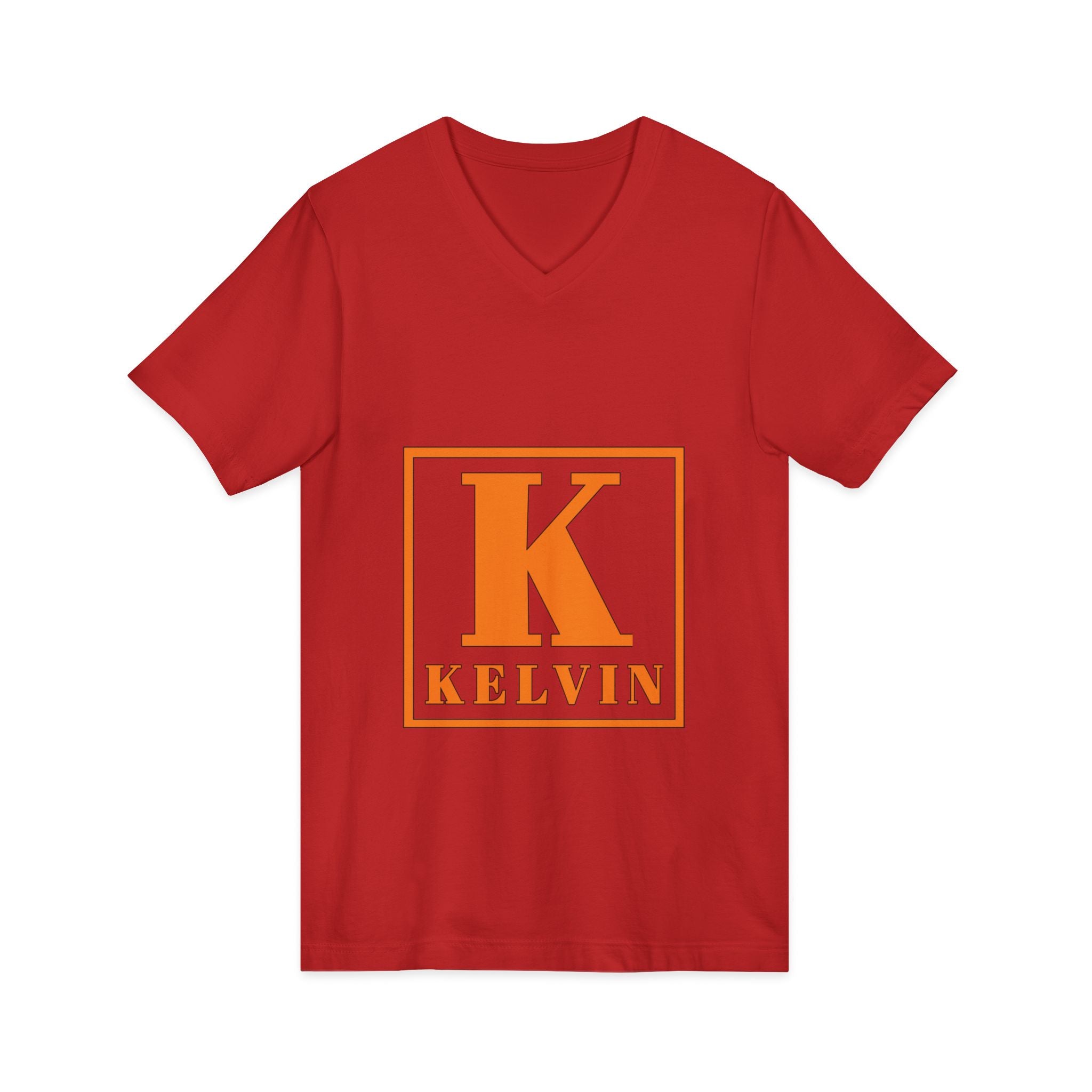 Kelvin Monogram V‑Neck Tee - Orange Initial K Shirt