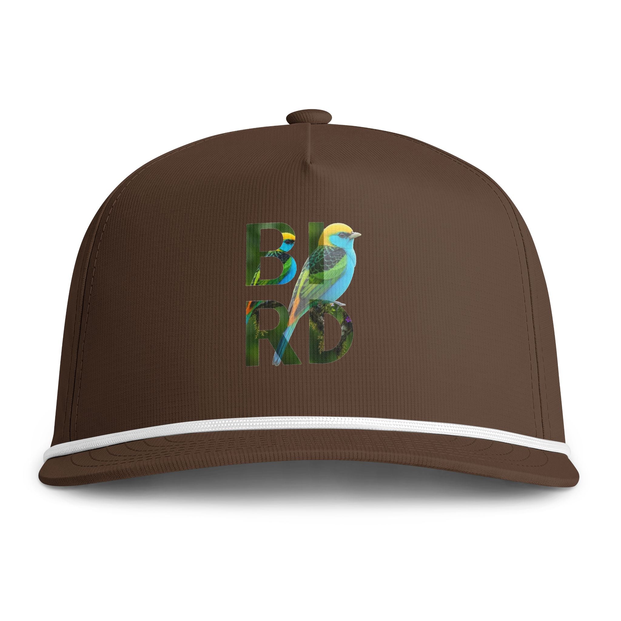 Sunwashed Rope Cap — 'BIRD' Tropical Embroidered Hat
