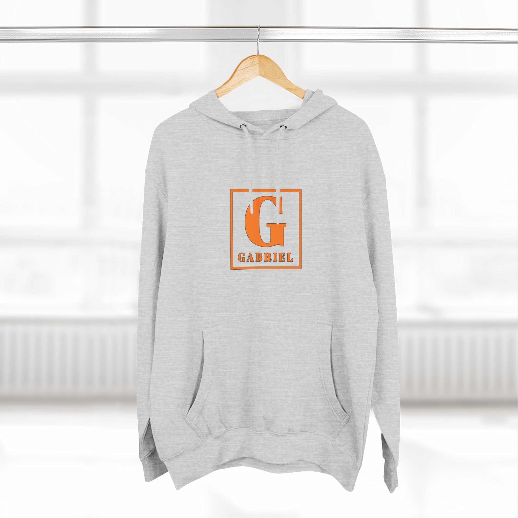 Gabriel Monogram Hoodie — Orange Square Initial G Fleece Hoodie