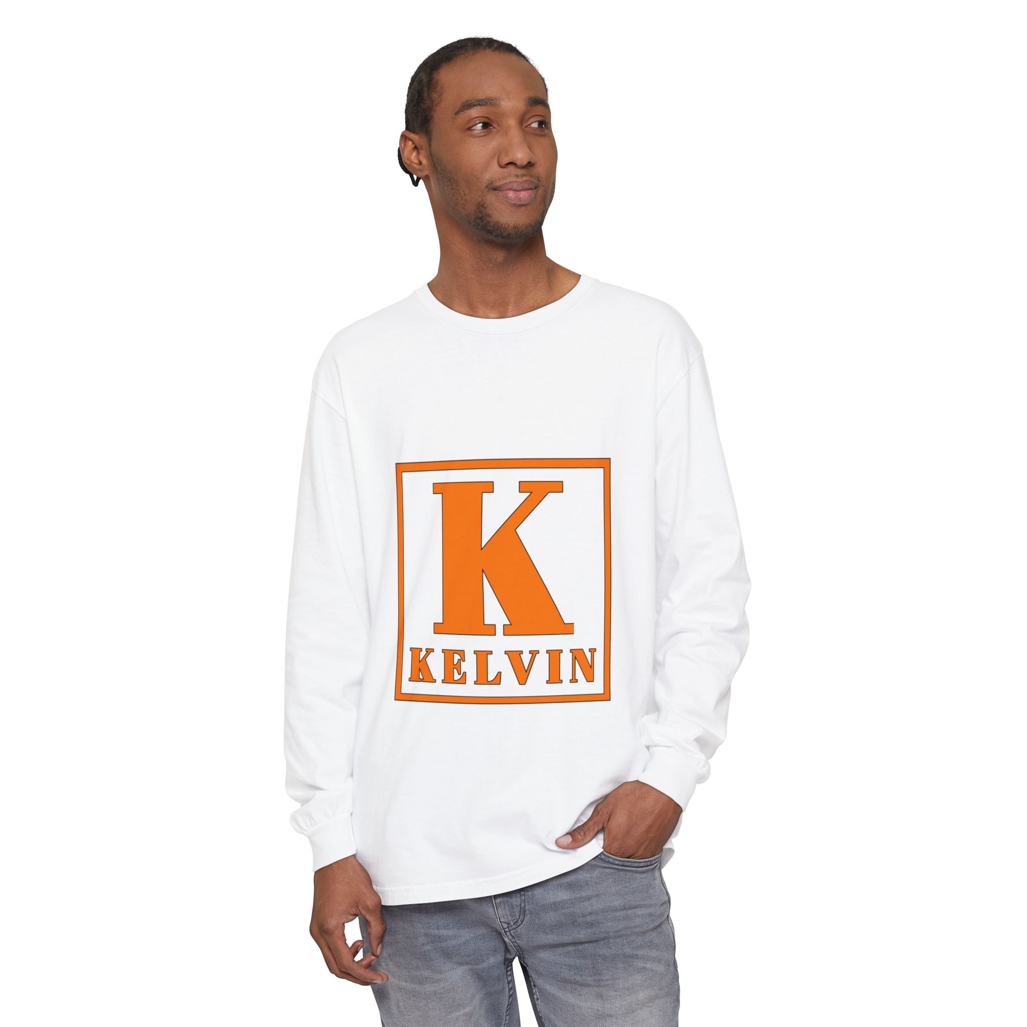 Kelvin Initial Long Sleeve Tee — Personalized K Monogram Shirt