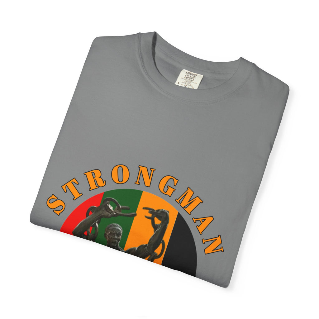 Strongman Statue Vintage-Style T-Shirt — Retro Weightlifting Graphic Tee