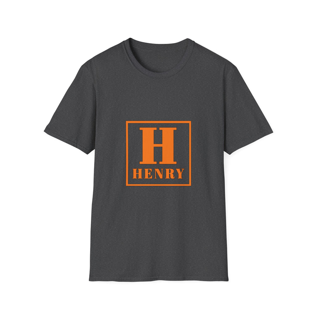 Personalized Initial T-Shirt — Bold Orange 'H' Monogram Tee (Custom Name: Henry)