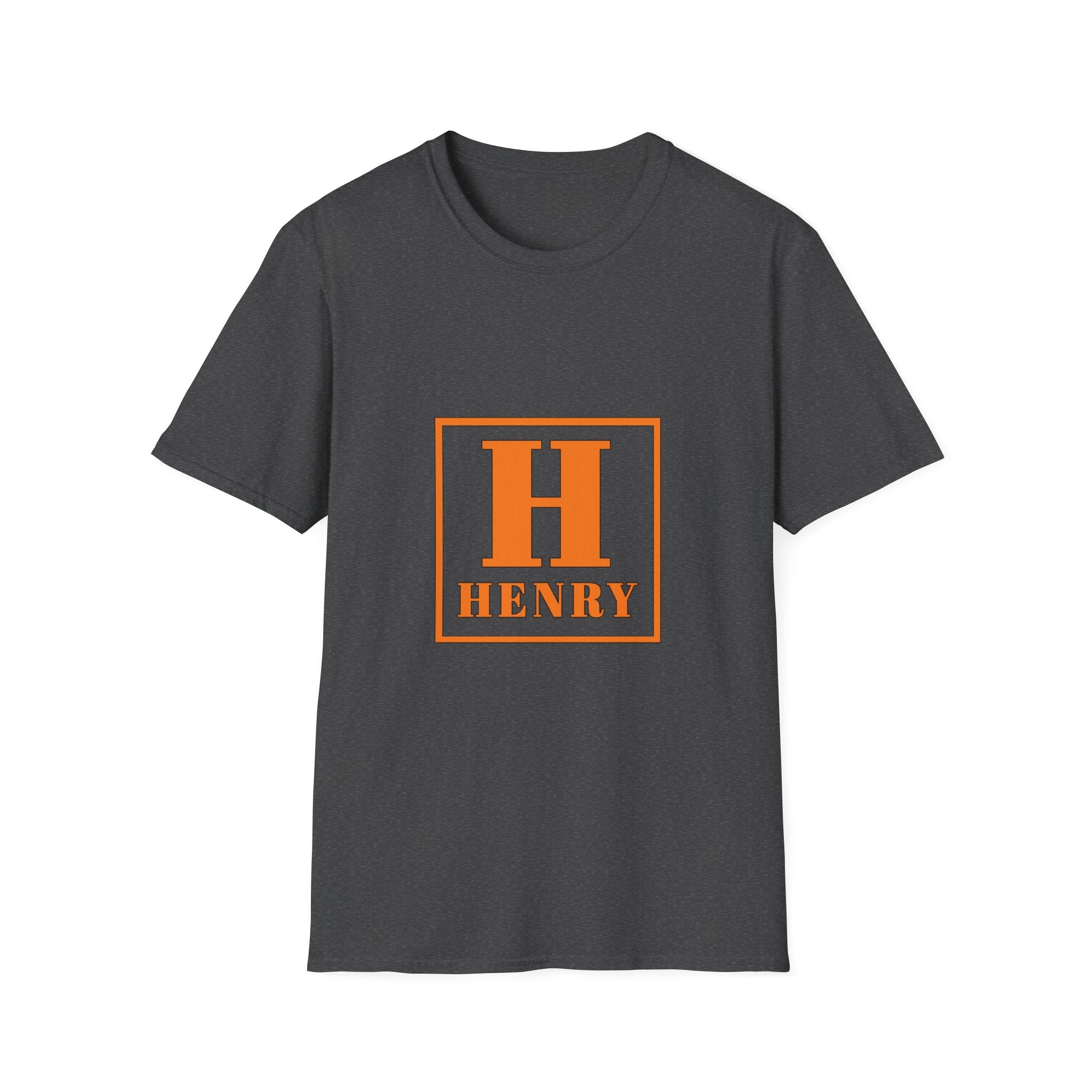Personalized Initial T-Shirt — Bold Orange 'H' Monogram Tee (Custom Name: Henry)