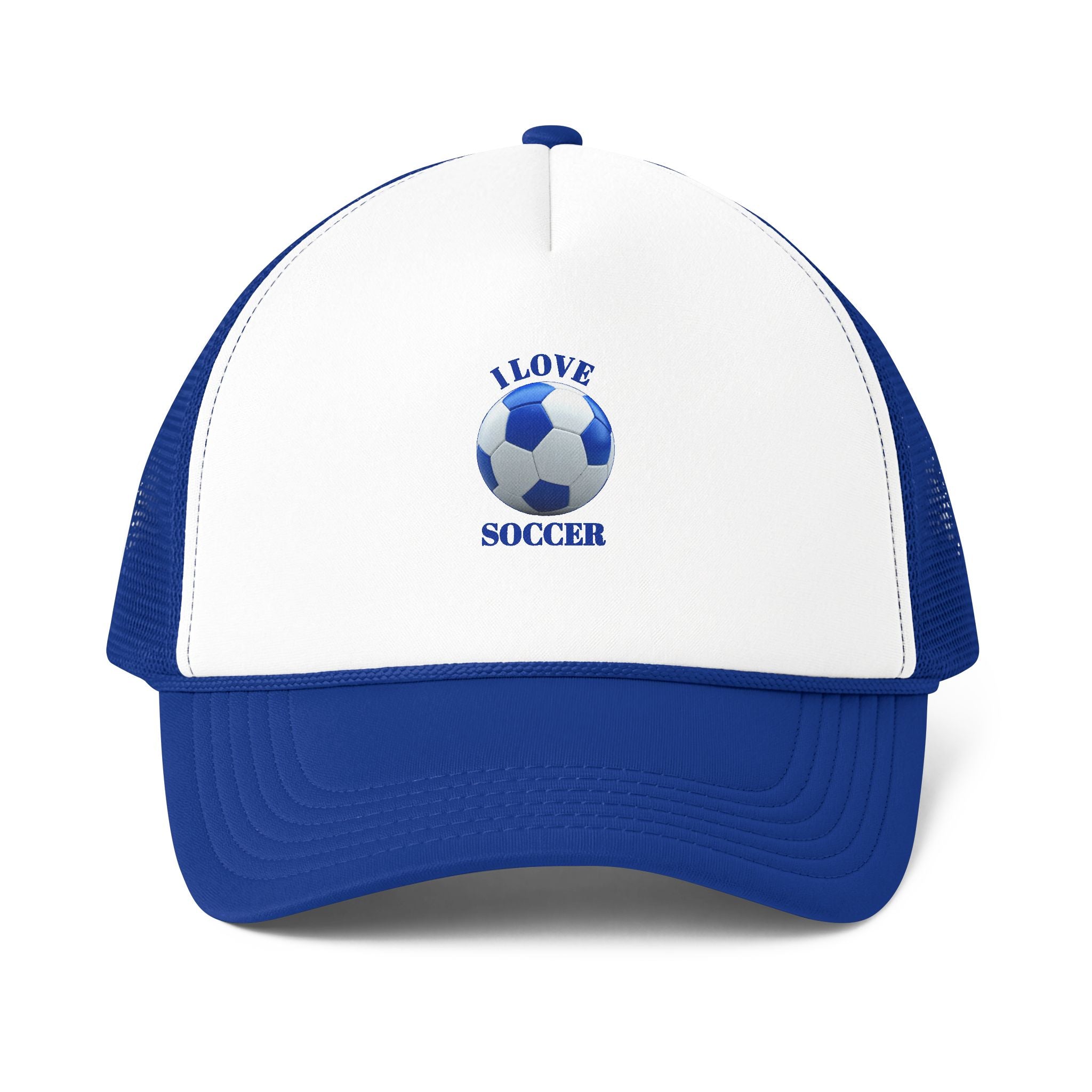 Soccer Trucker Cap — "I Love Soccer" Foam Mesh-Back Hat