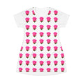 Pink Rose All-Over Print T‑Shirt Dress — Floral Pattern Summer Dress
