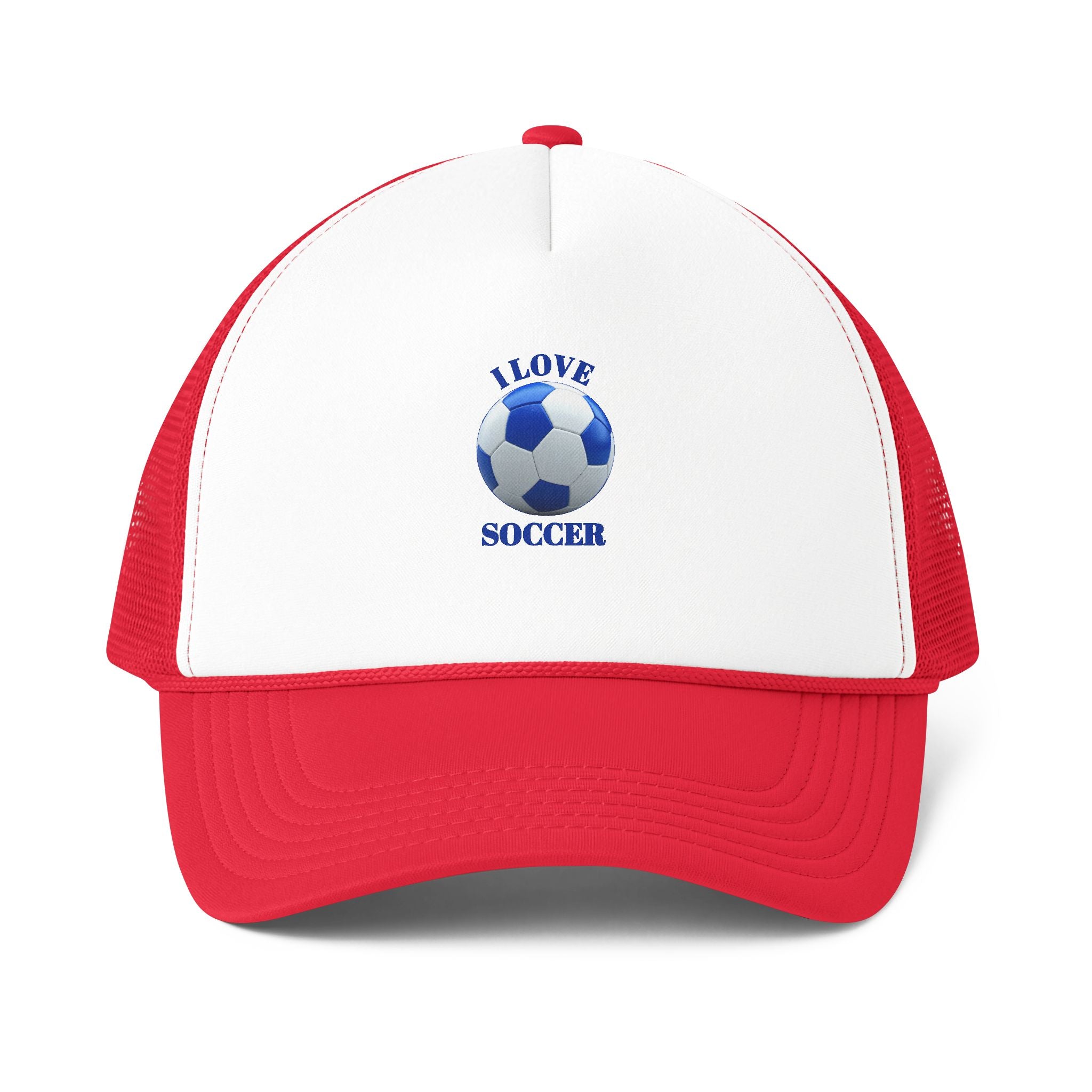 Soccer Trucker Cap — "I Love Soccer" Foam Mesh-Back Hat
