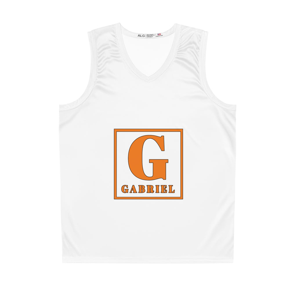 Personalized Gabriel Basketball Jersey — Orange Block Letter G