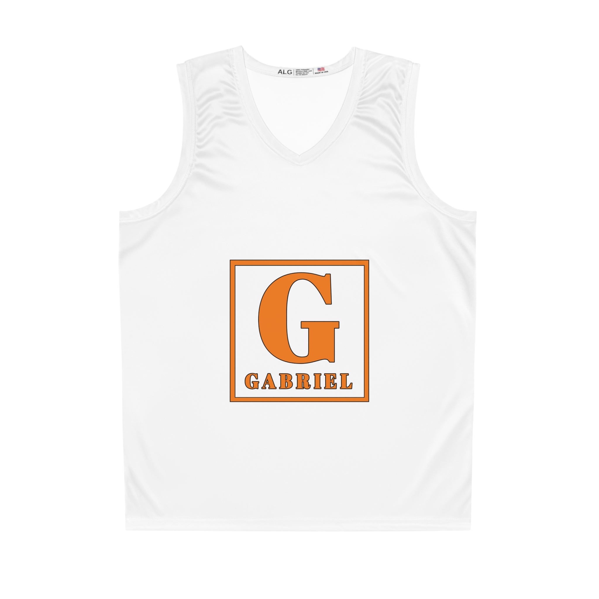 Personalized Gabriel Basketball Jersey — Orange Block Letter G