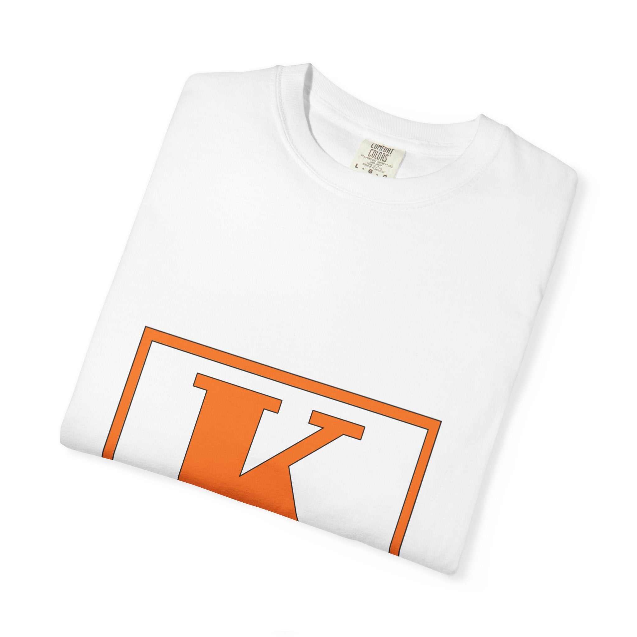 Kelly Monogram Tee — Orange Block Initial K T-Shirt