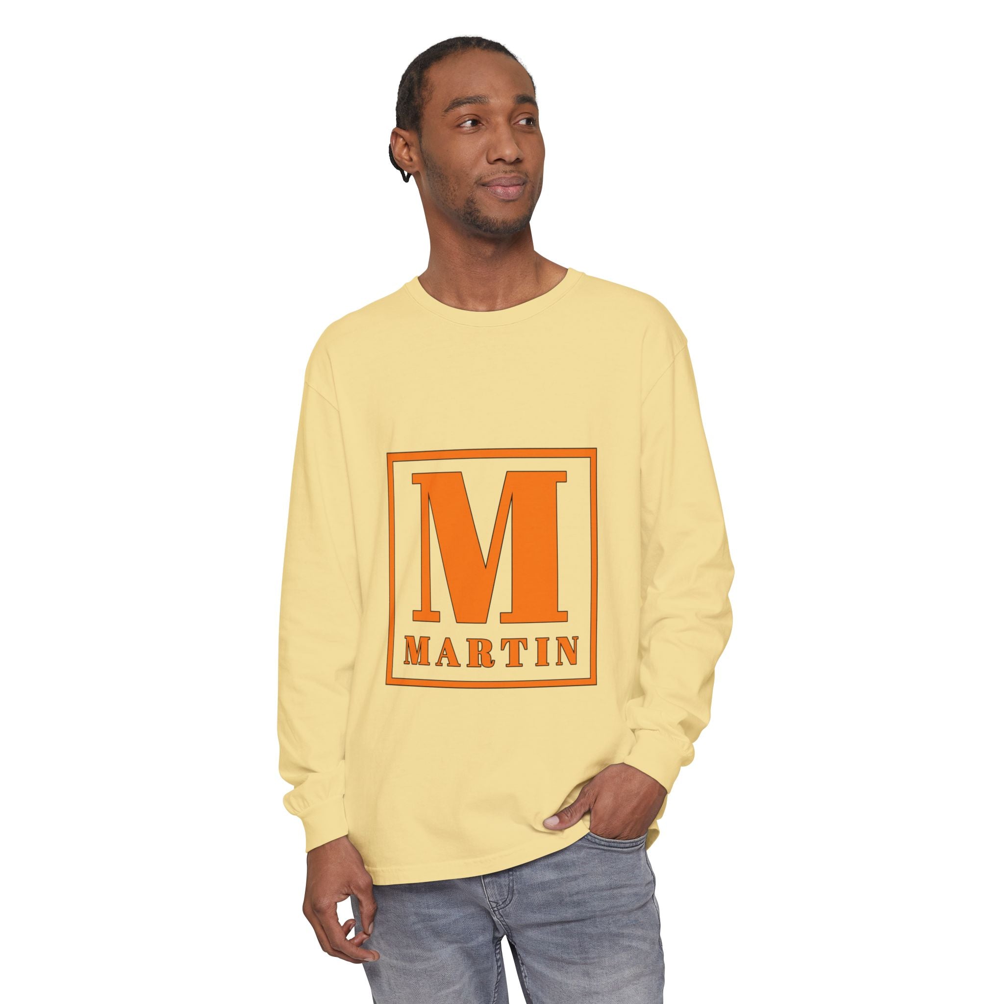 Martin Monogram Long Sleeve T‑Shirt — Personalized Initial M Graphic