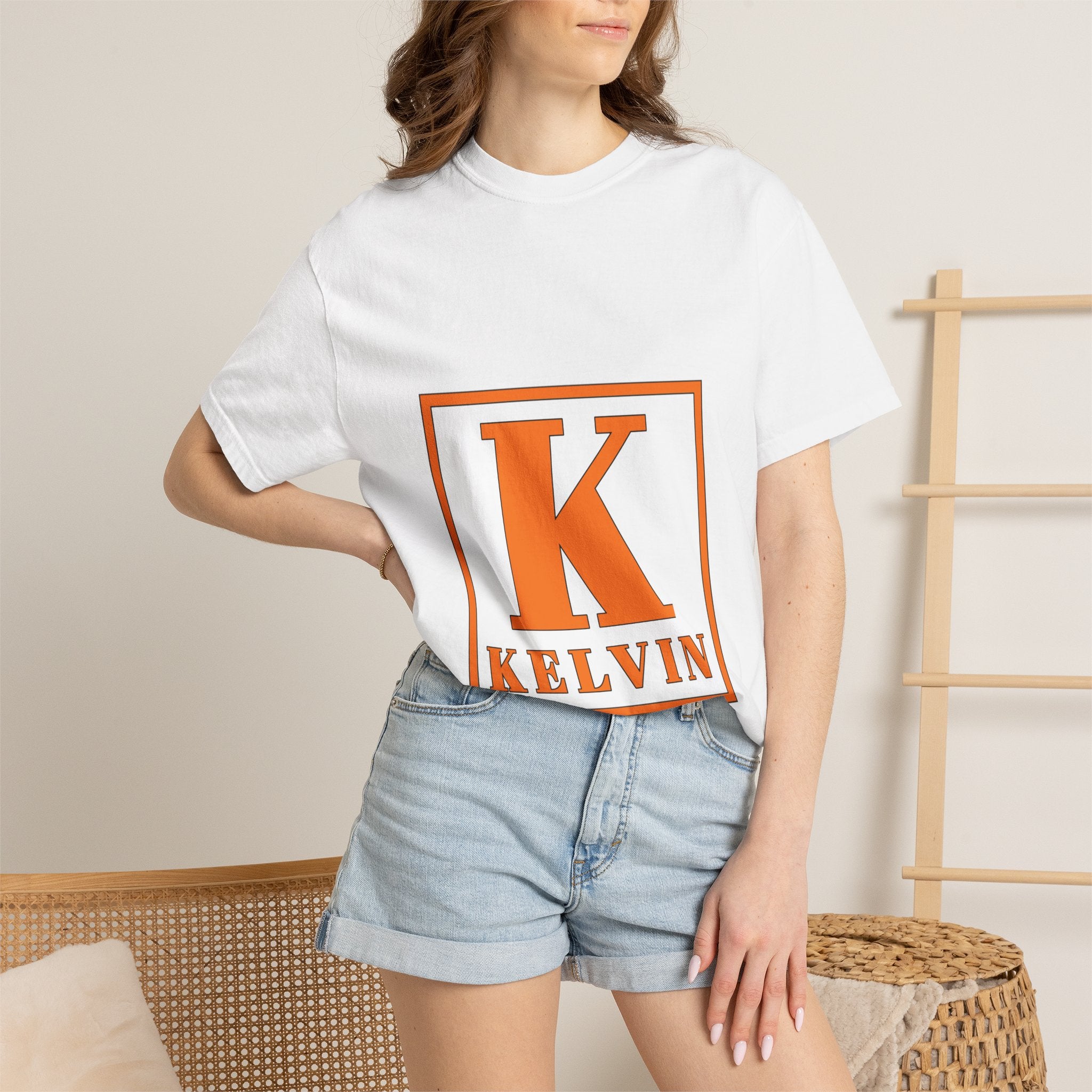 Kelvin Monogram T-Shirt — Bold Orange Initial Tee