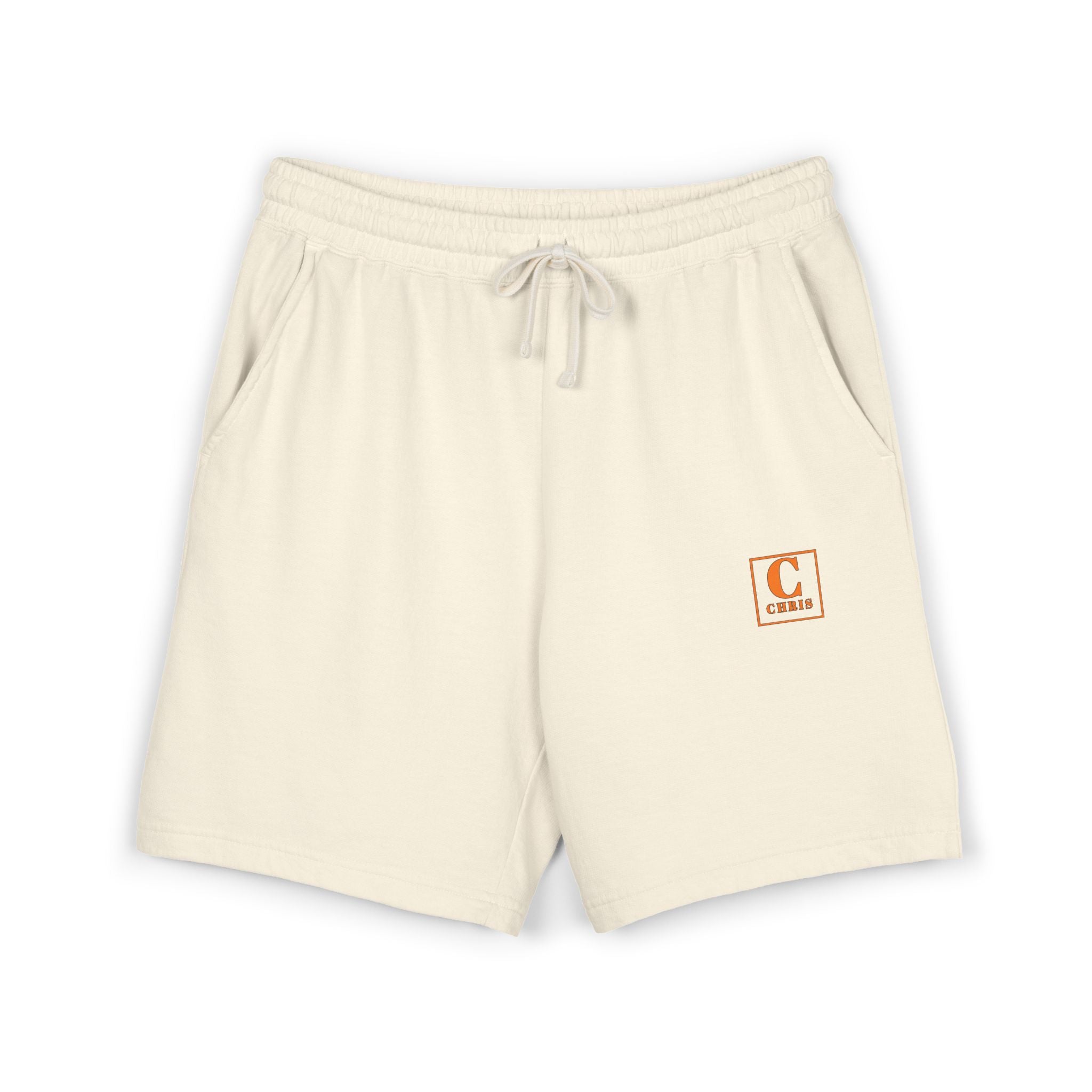 Lightweight Garment-Dyed Fleece Sweat Shorts — Neutral Casual Lounge Shorts with Subtle Patch Logo