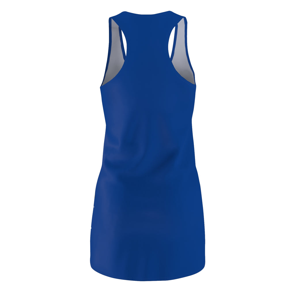 I Love Soccer Racerback Dress — Women's Blue Soccer Graphic Dress