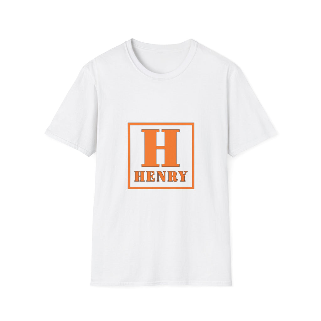 Personalized Initial T-Shirt — Bold Orange 'H' Monogram Tee (Custom Name: Henry)