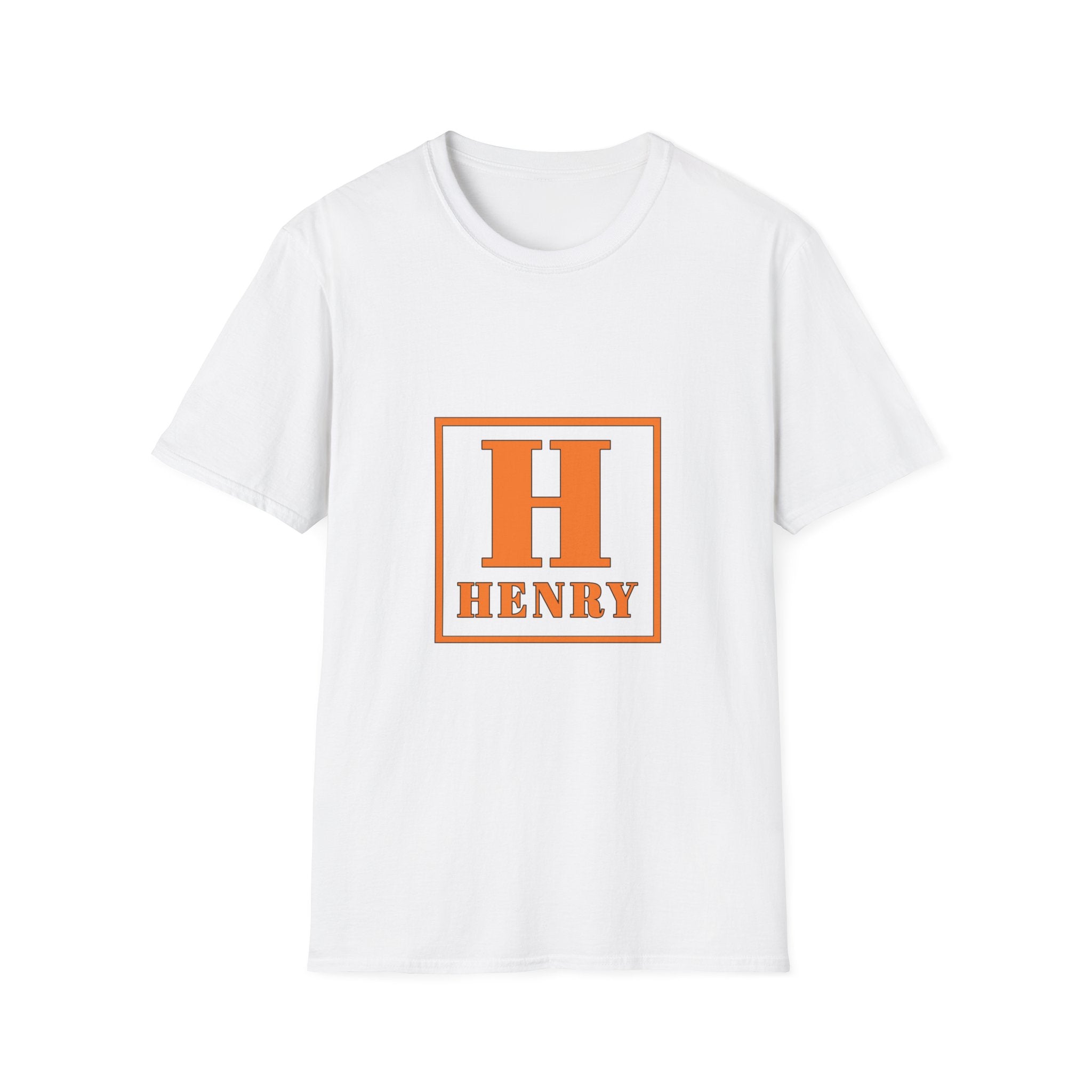 Personalized Initial T-Shirt — Bold Orange 'H' Monogram Tee (Custom Name: Henry)
