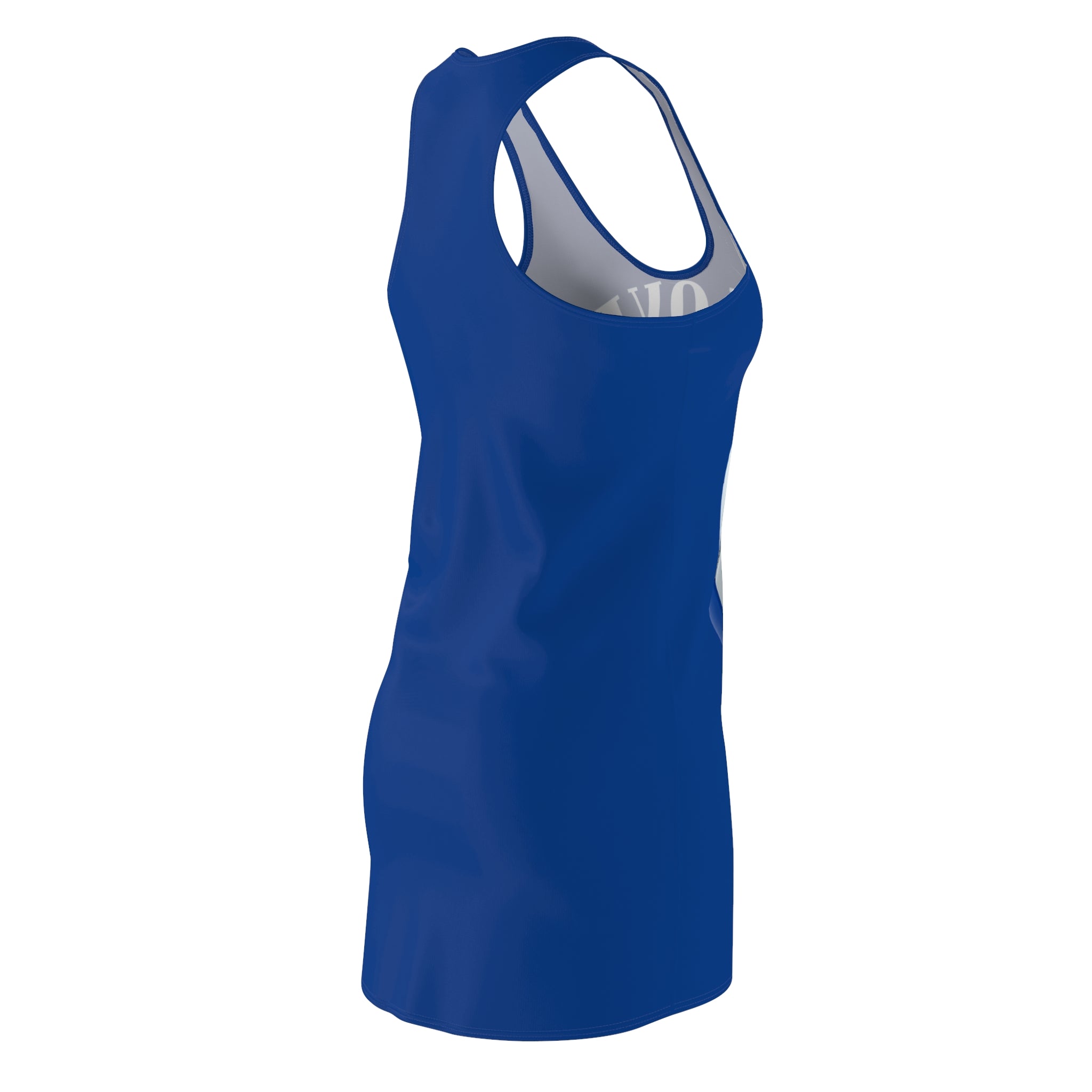 I Love Soccer Racerback Dress — Women's Blue Soccer Graphic Dress