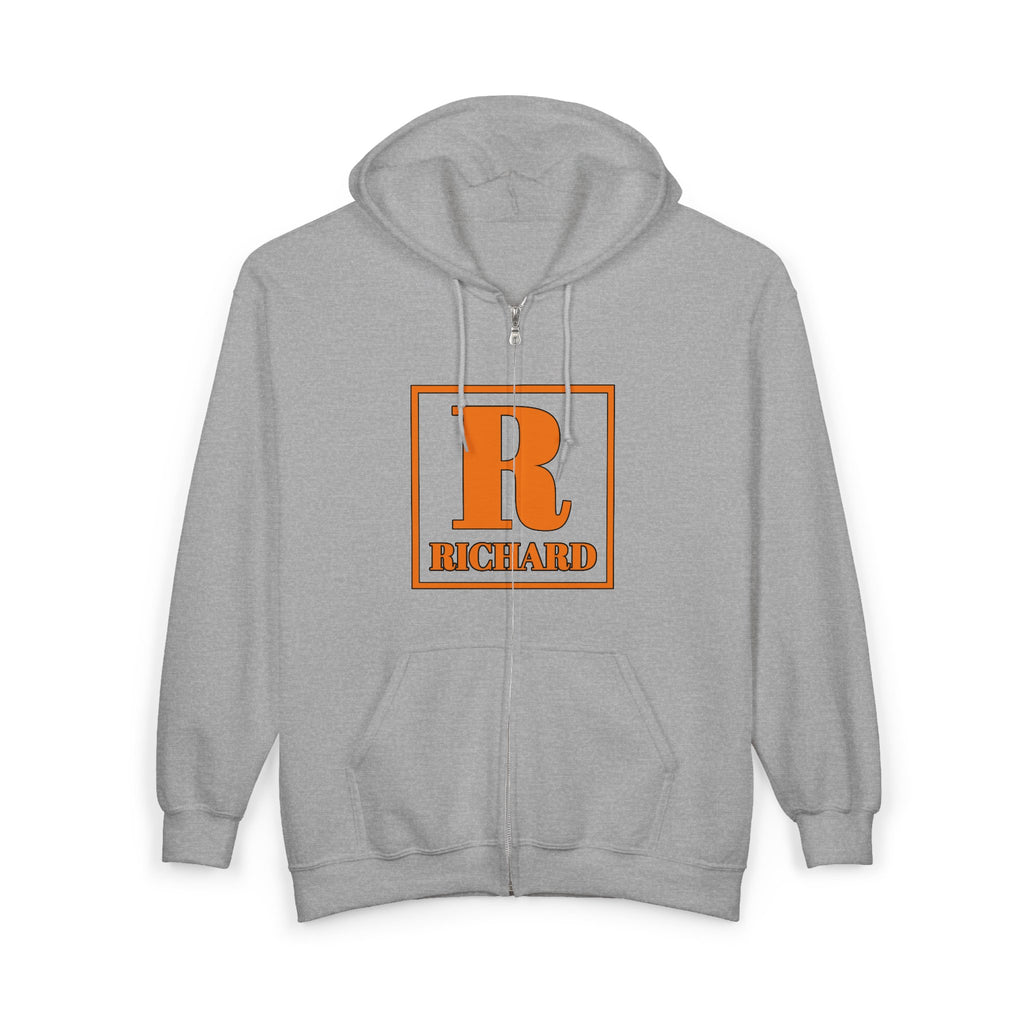 Richard Monogram Zip Hoodie — Personalized Initial R Sweatshirt