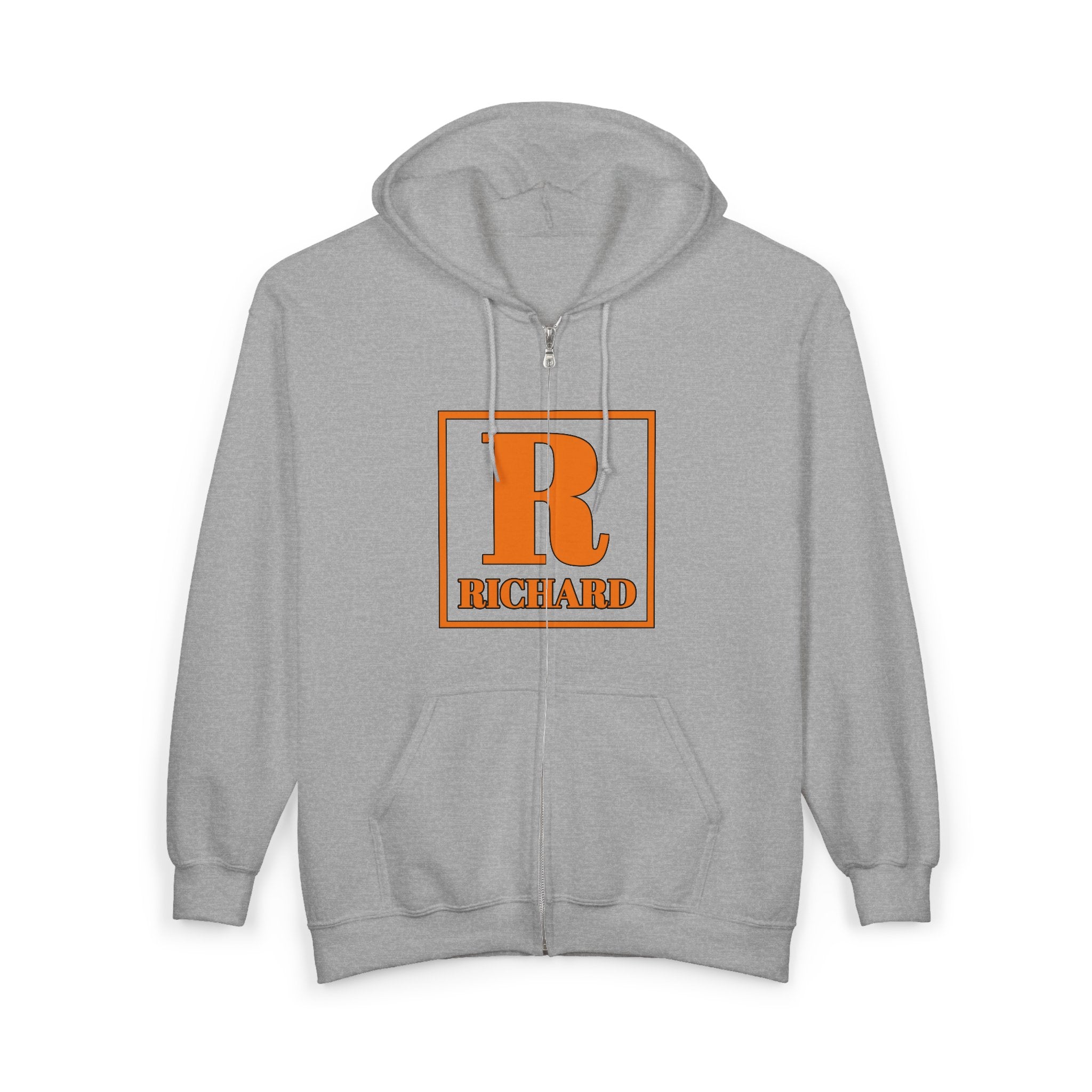 Richard Monogram Zip Hoodie — Personalized Initial R Sweatshirt